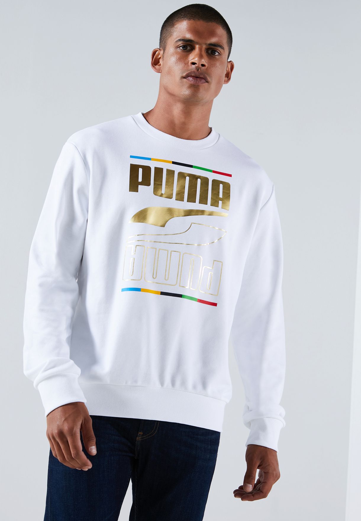 PUMA white Rebel Continents Sweatshirt 