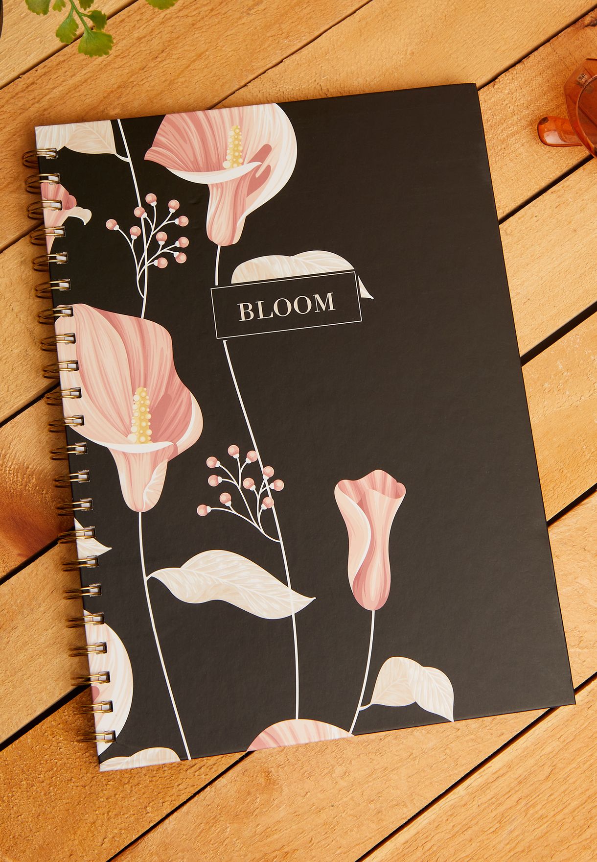 A4 Spiral Hardcover Notebook - Dark Floral