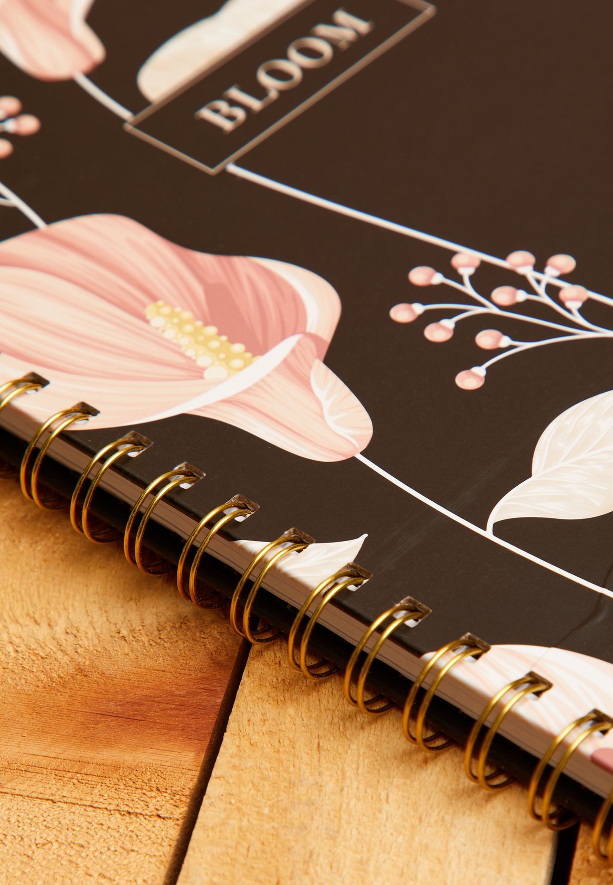 A4 Spiral Hardcover Notebook - Dark Floral