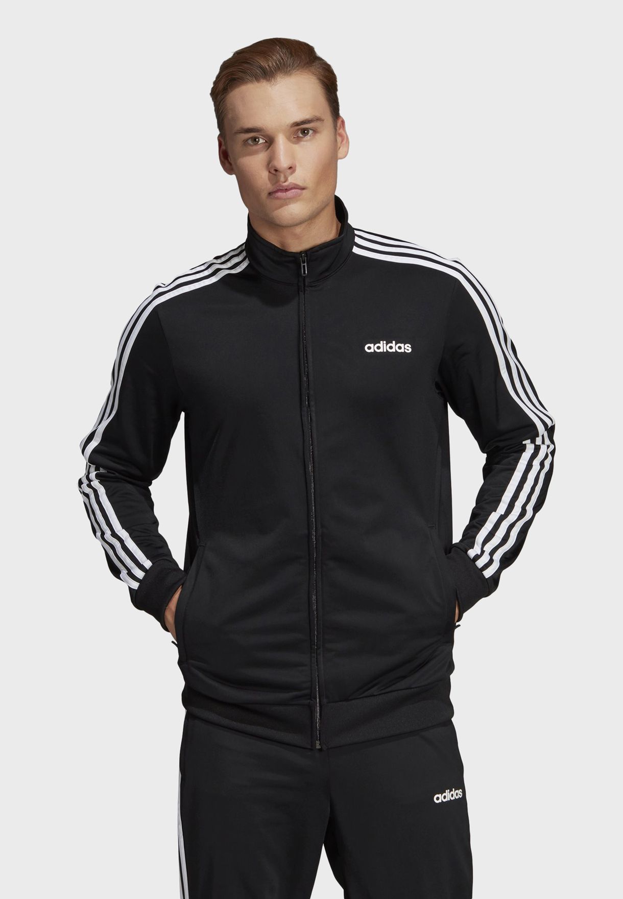 adidas black track jacket mens