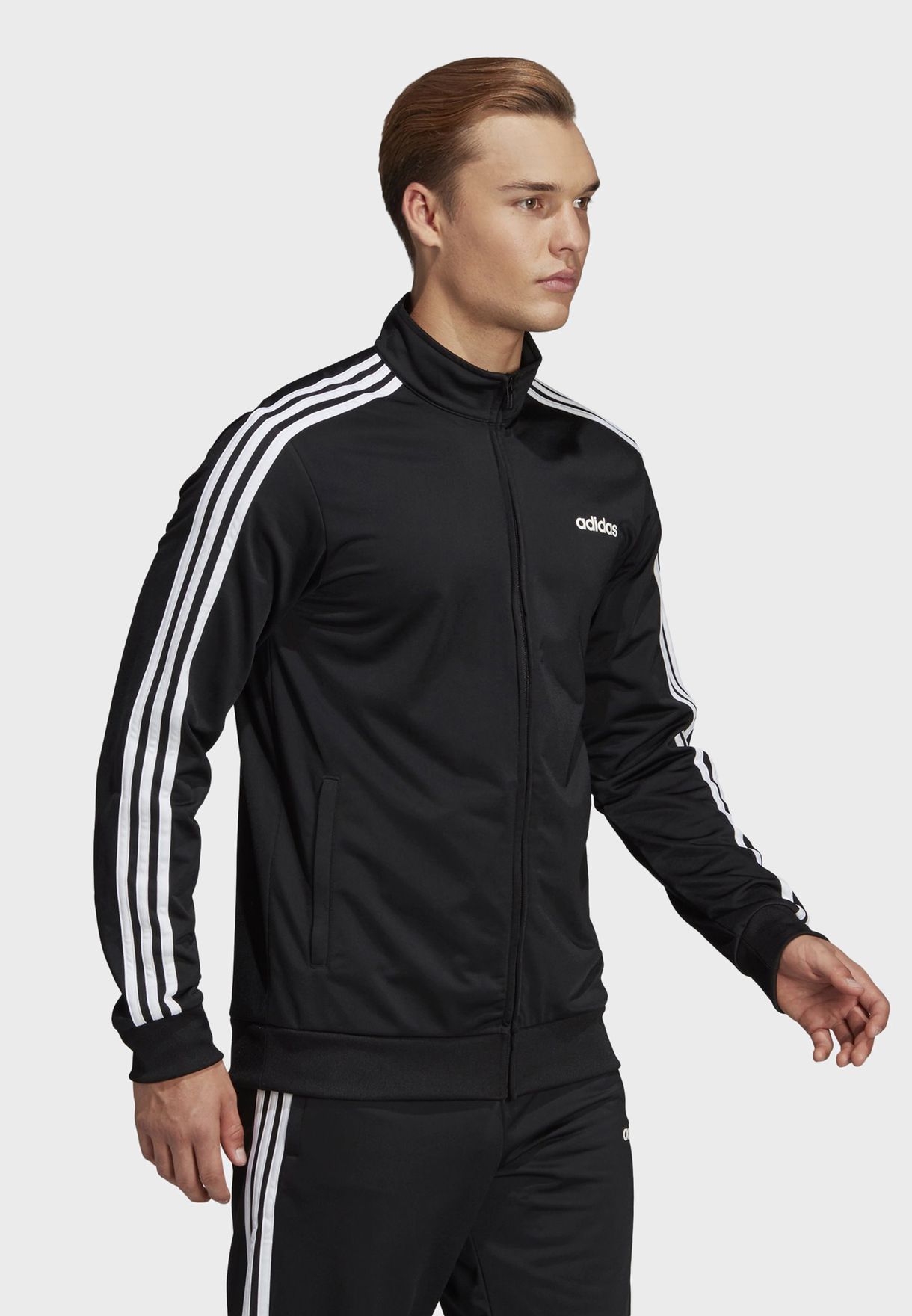 adidas black 3 stripe jacket