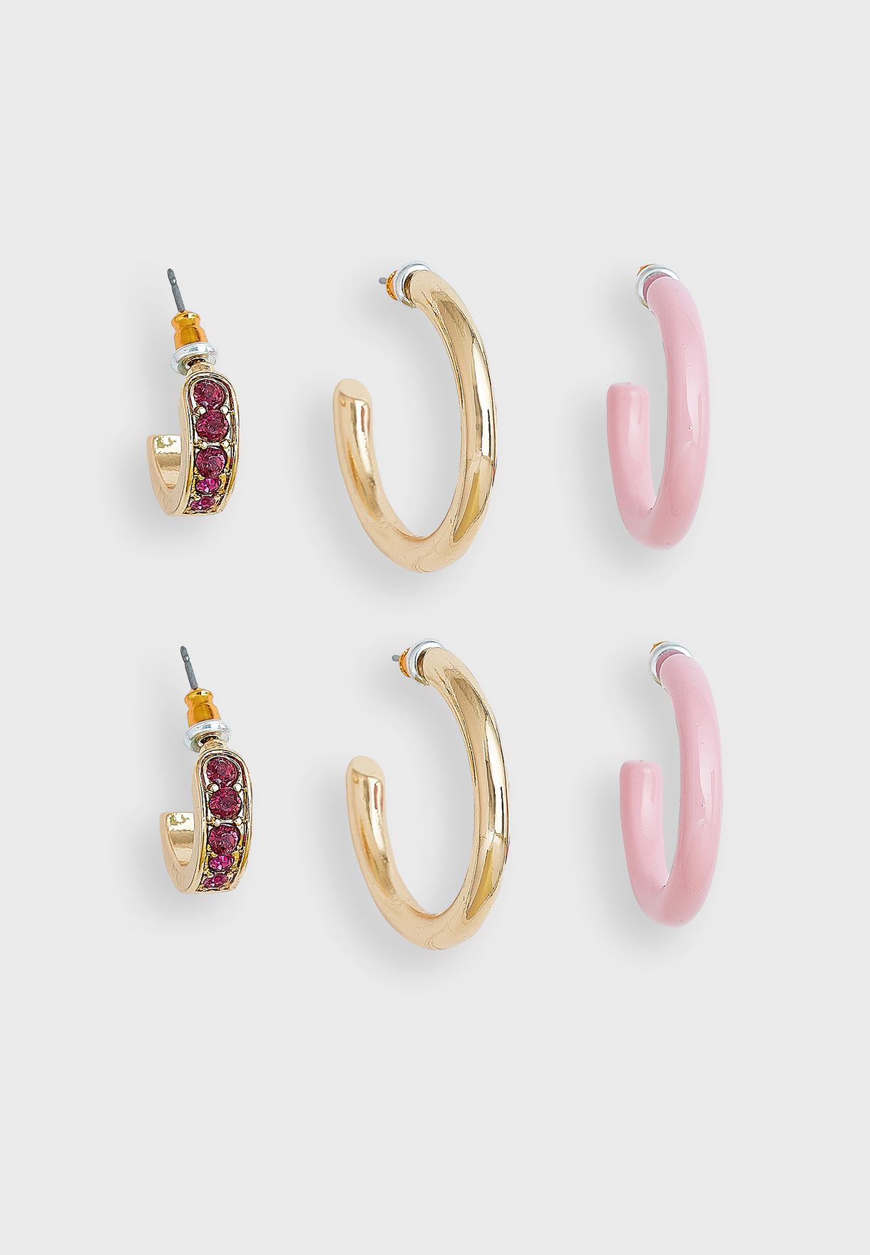 3 Pack Coloured Hoop Earrings