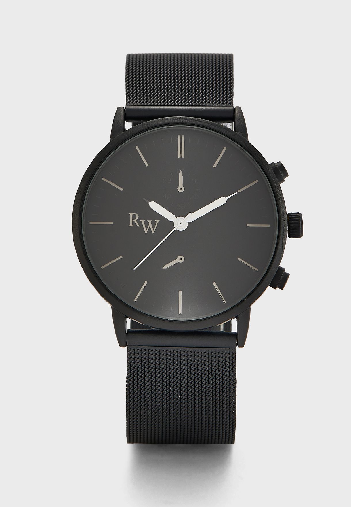 White Hands Mesh Strap Analogue Watch
