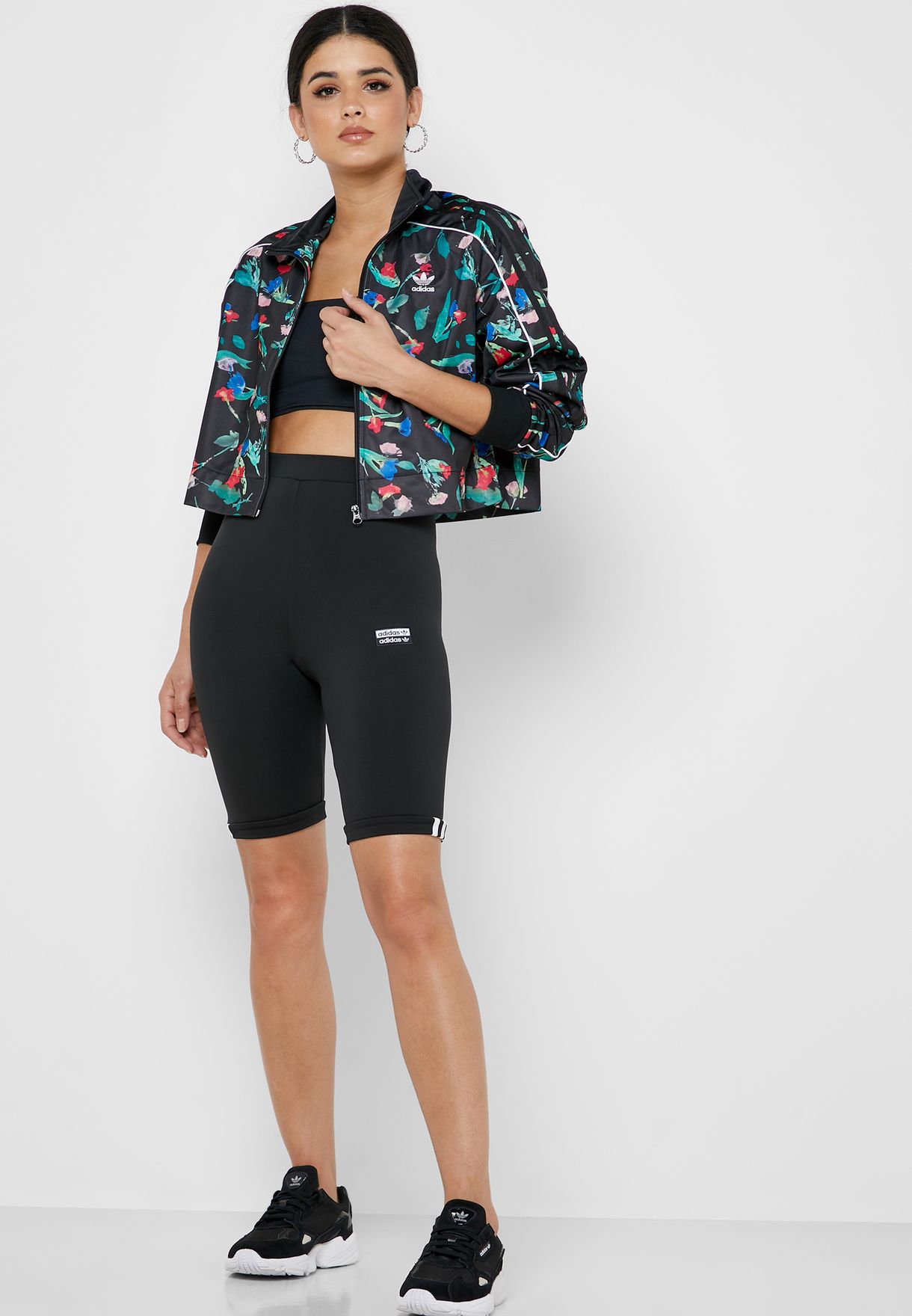 adidas floral jacket and shorts