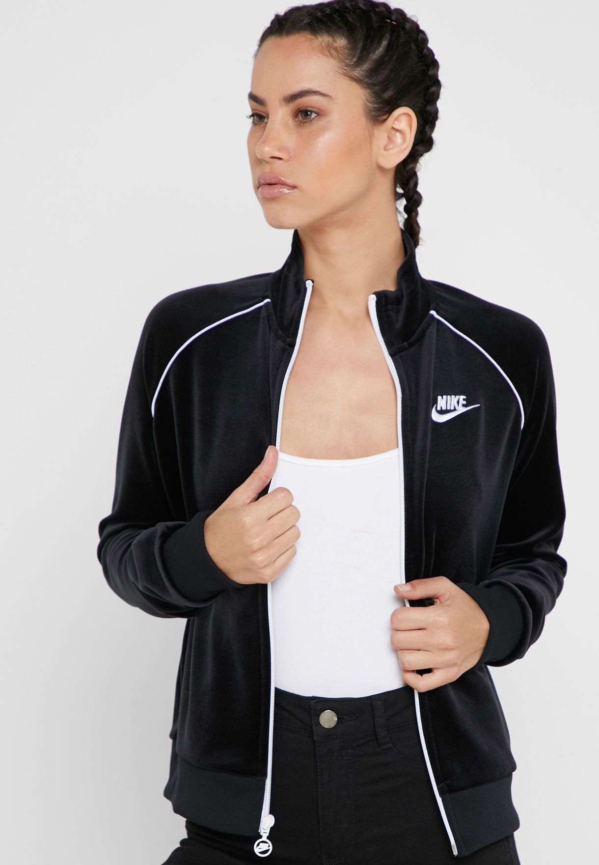 nike women's black track jacket