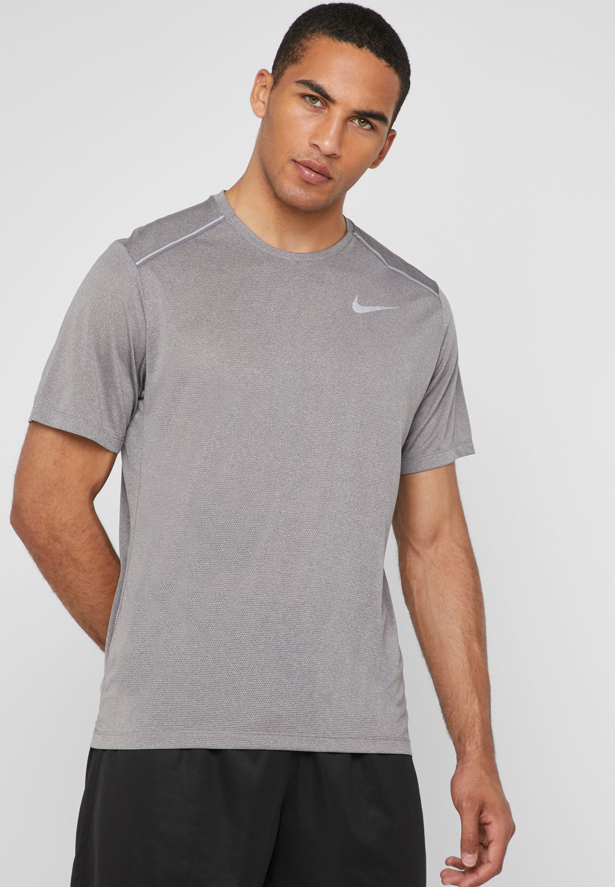 Buy Nike grey Cool Dri-FIT Miler T-Shirt for Men in MENA, Worldwide | AJ7574 -056
