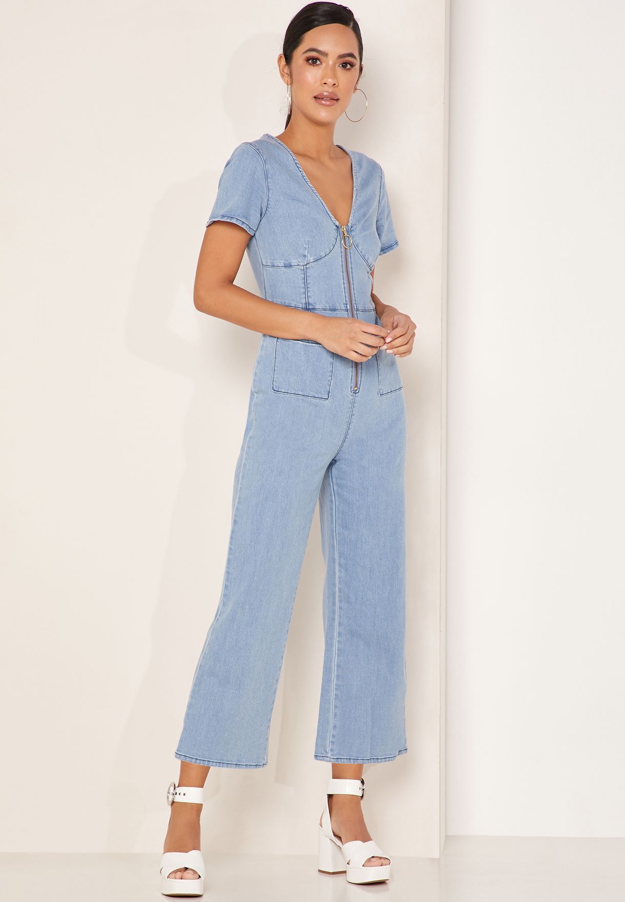 finders keepers denim jumpsuit