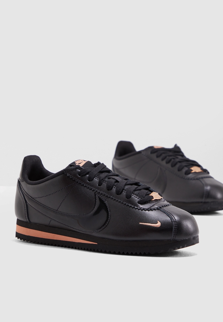 Nike Womens Classic Cortez Premium Black Black Rose Gold