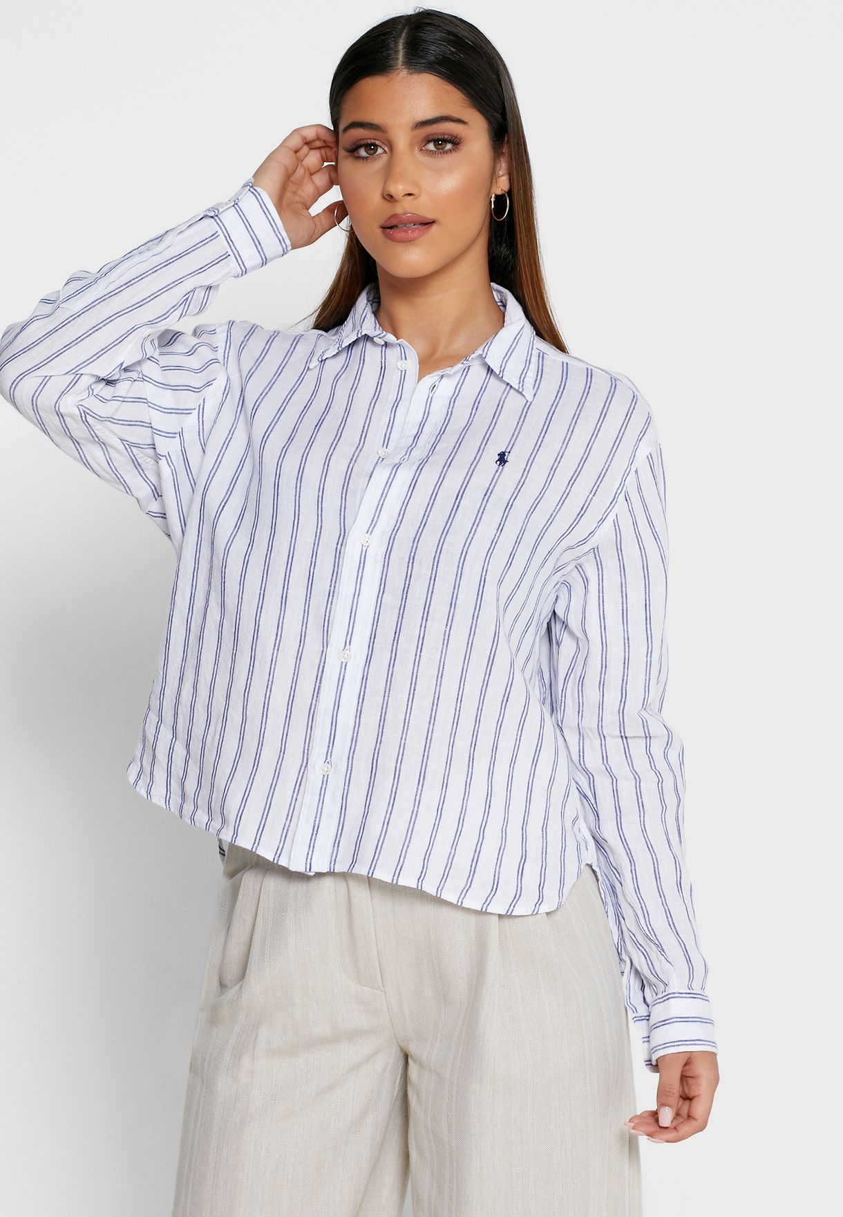 Buy Polo Ralph Lauren stripes Logo Striped Shirt for Women in Riyadh, Jeddah