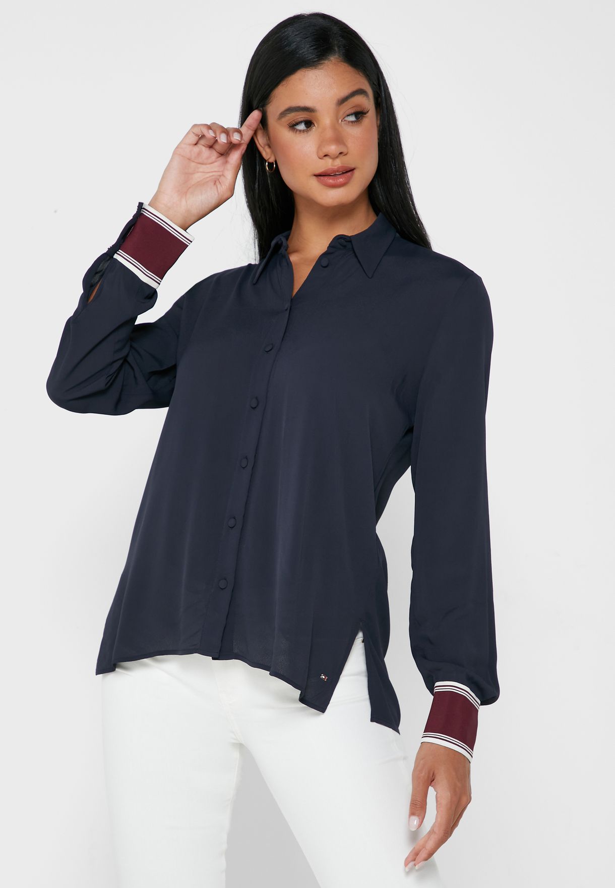Tommy Hilfiger Womens Long Sleeve Global Cuff Shirt