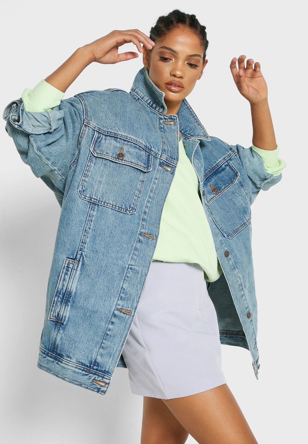 denim jacket with fur women's topshop