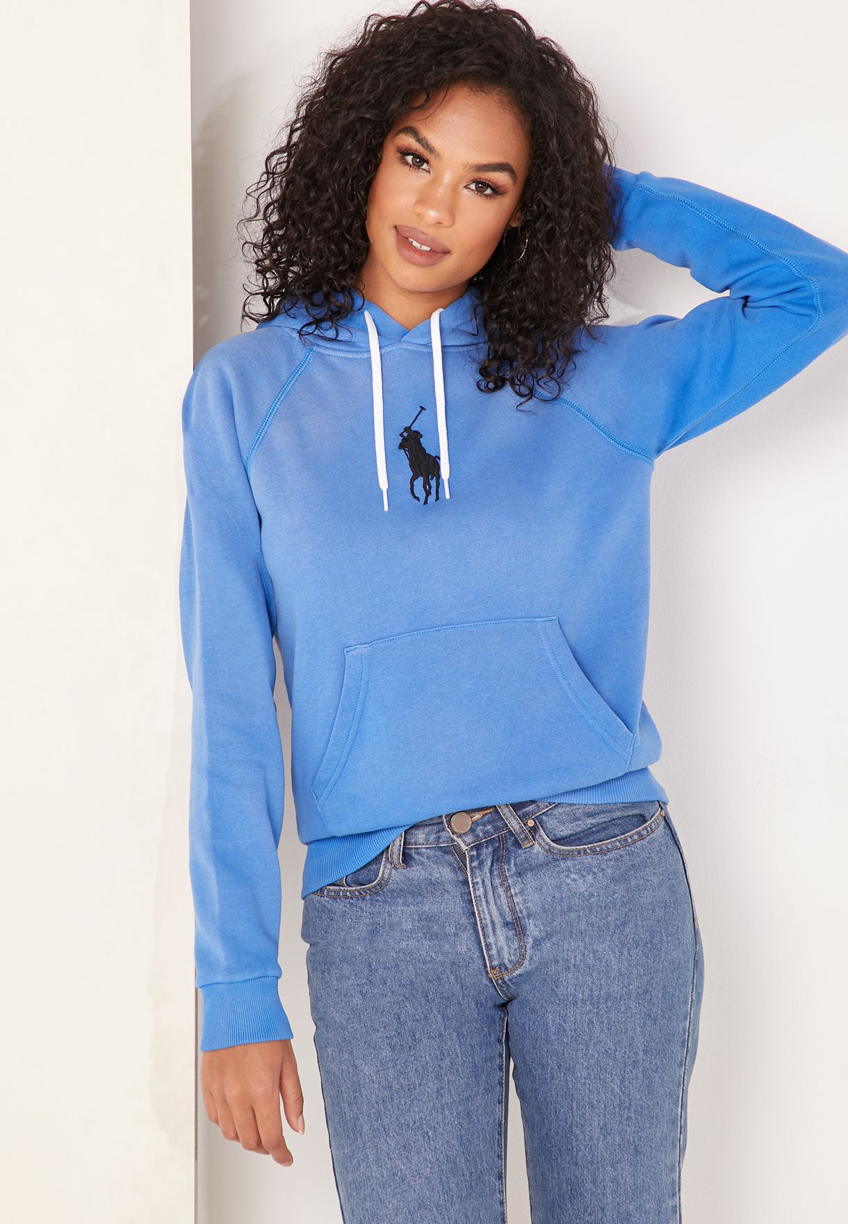 Buy Polo Ralph Lauren blue Pocket Detail Logo Hoodie for Women in MENA,  Worldwide