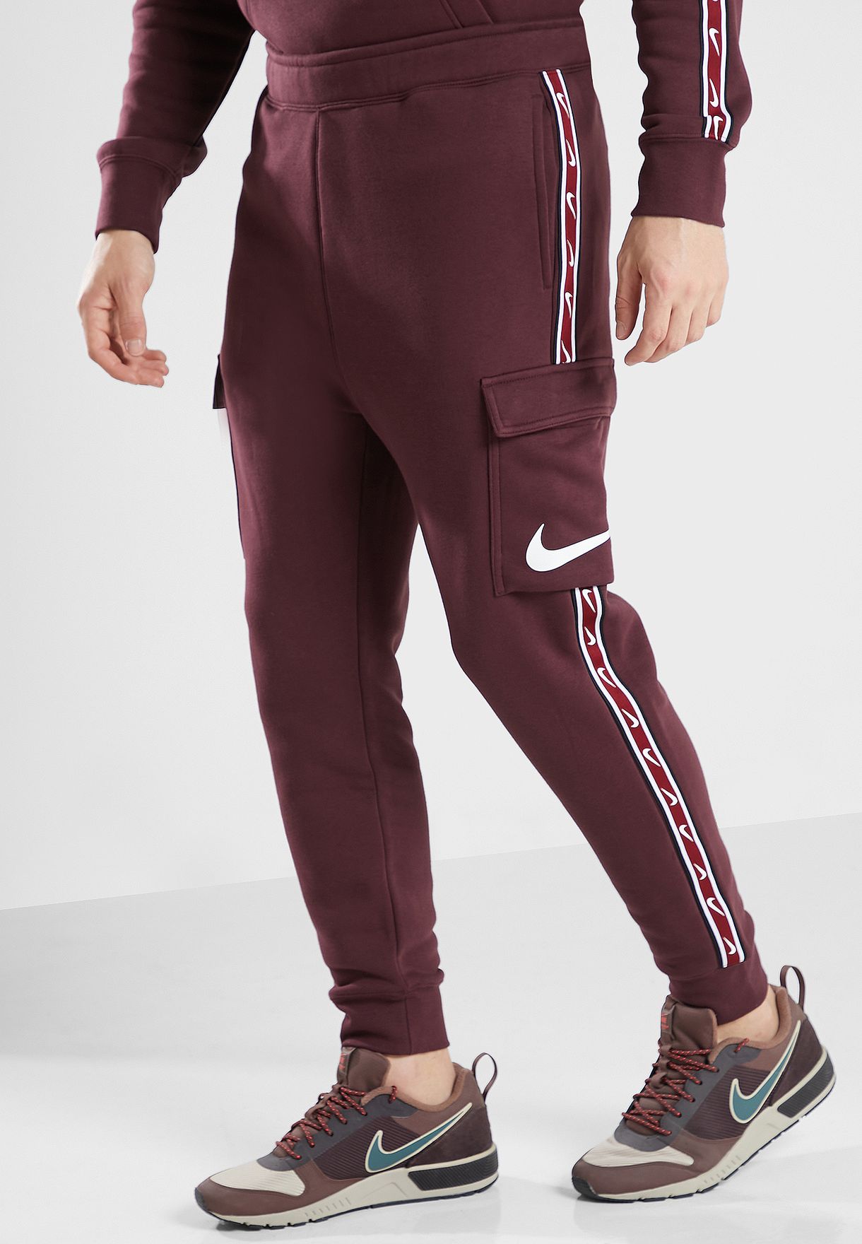 purple and black track pants