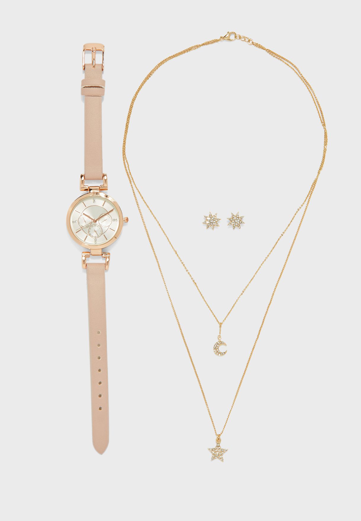 Watch And 2 Piece Stars And Moon Jewelry Set