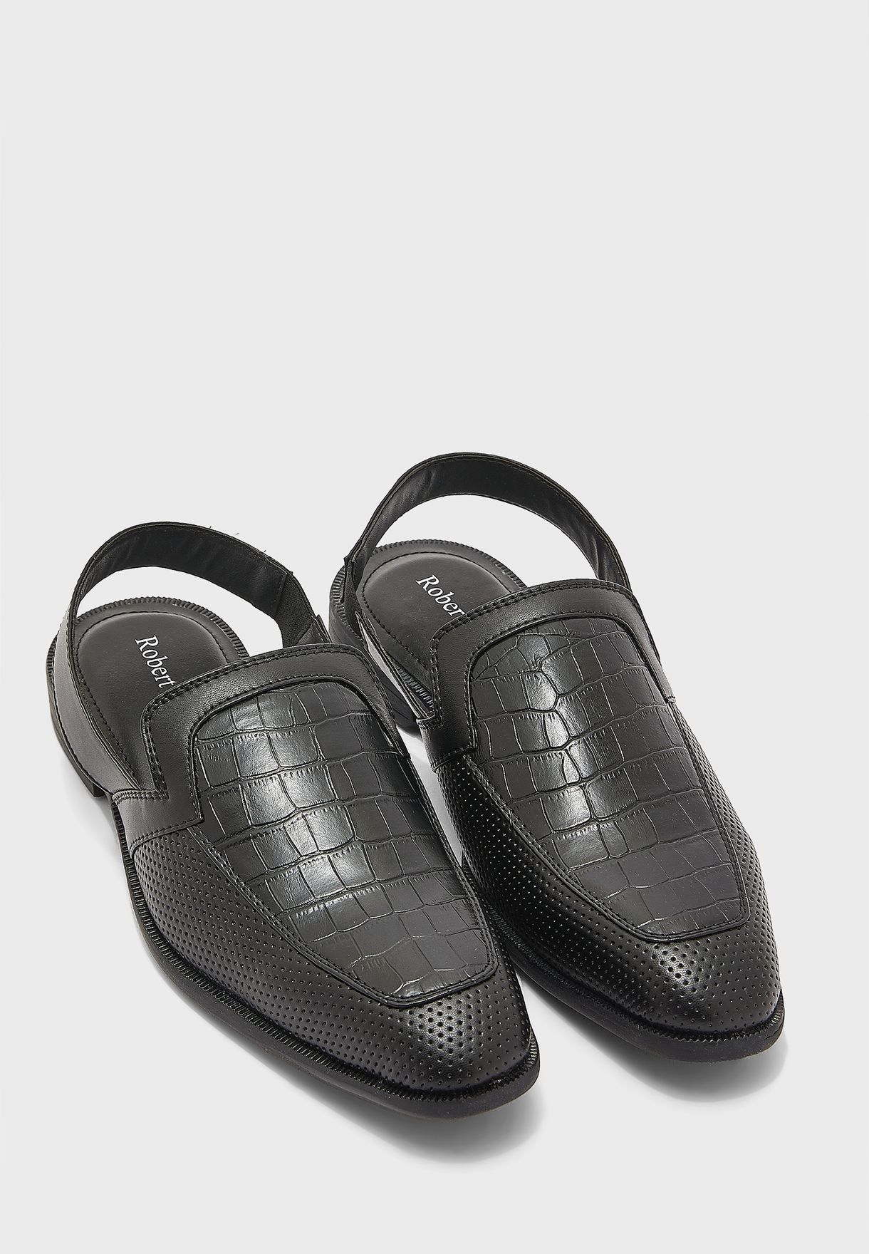 Faux Leather Back Strap Slip Ons