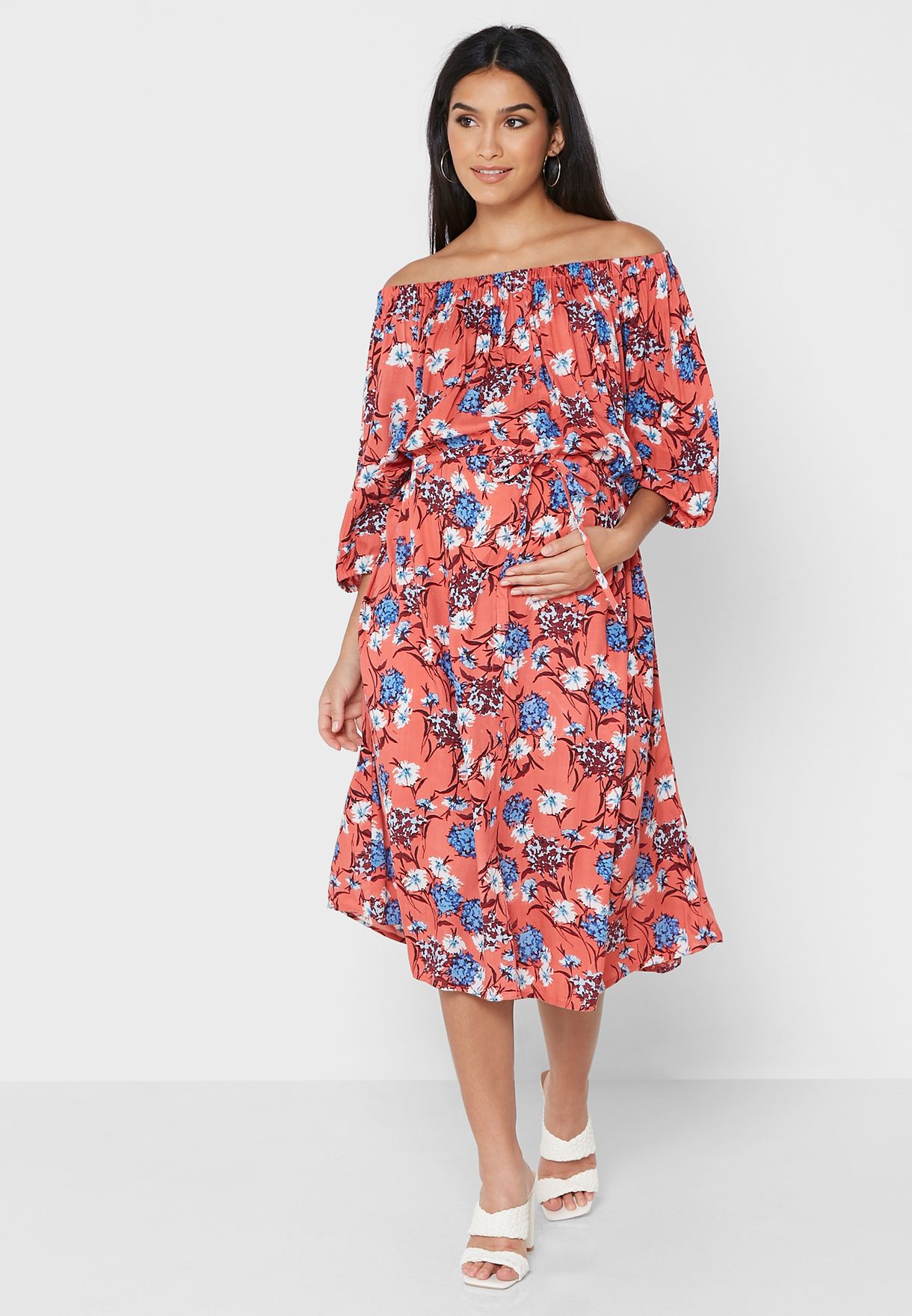 Printed Off Shoulder Dress
