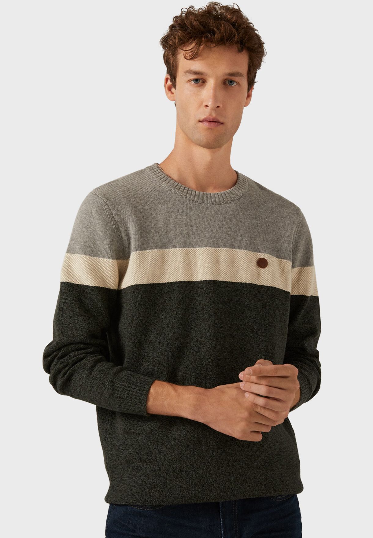 Buy Springfield multicolor Color Block Knitted Sweater for Men in ...