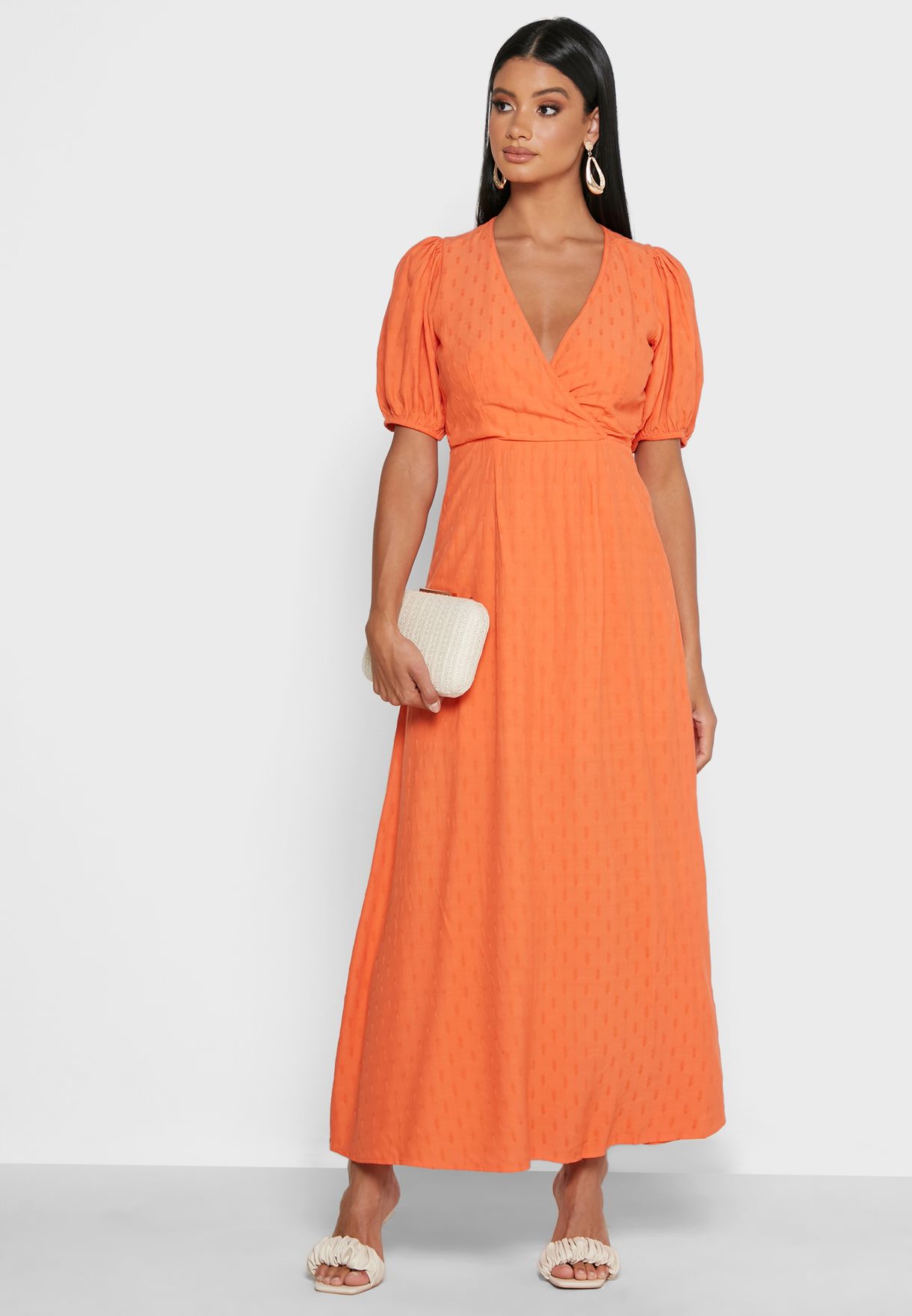 buy-yas-orange-puff-sleeve-dress-for-women-in-mena-worldwide