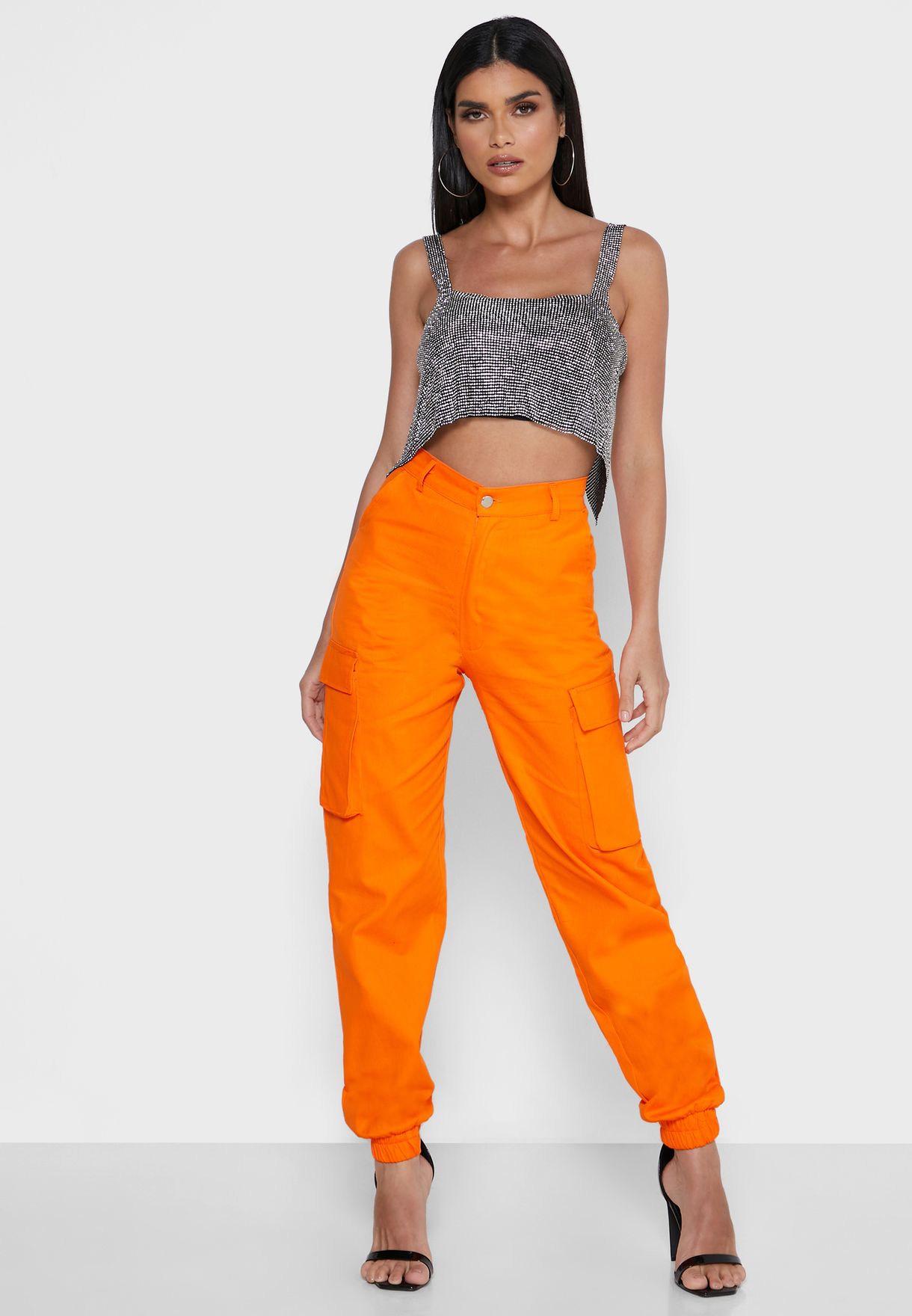Buy Missguided orange High Waist Cargo Pants for Women in MENA, Worldwide