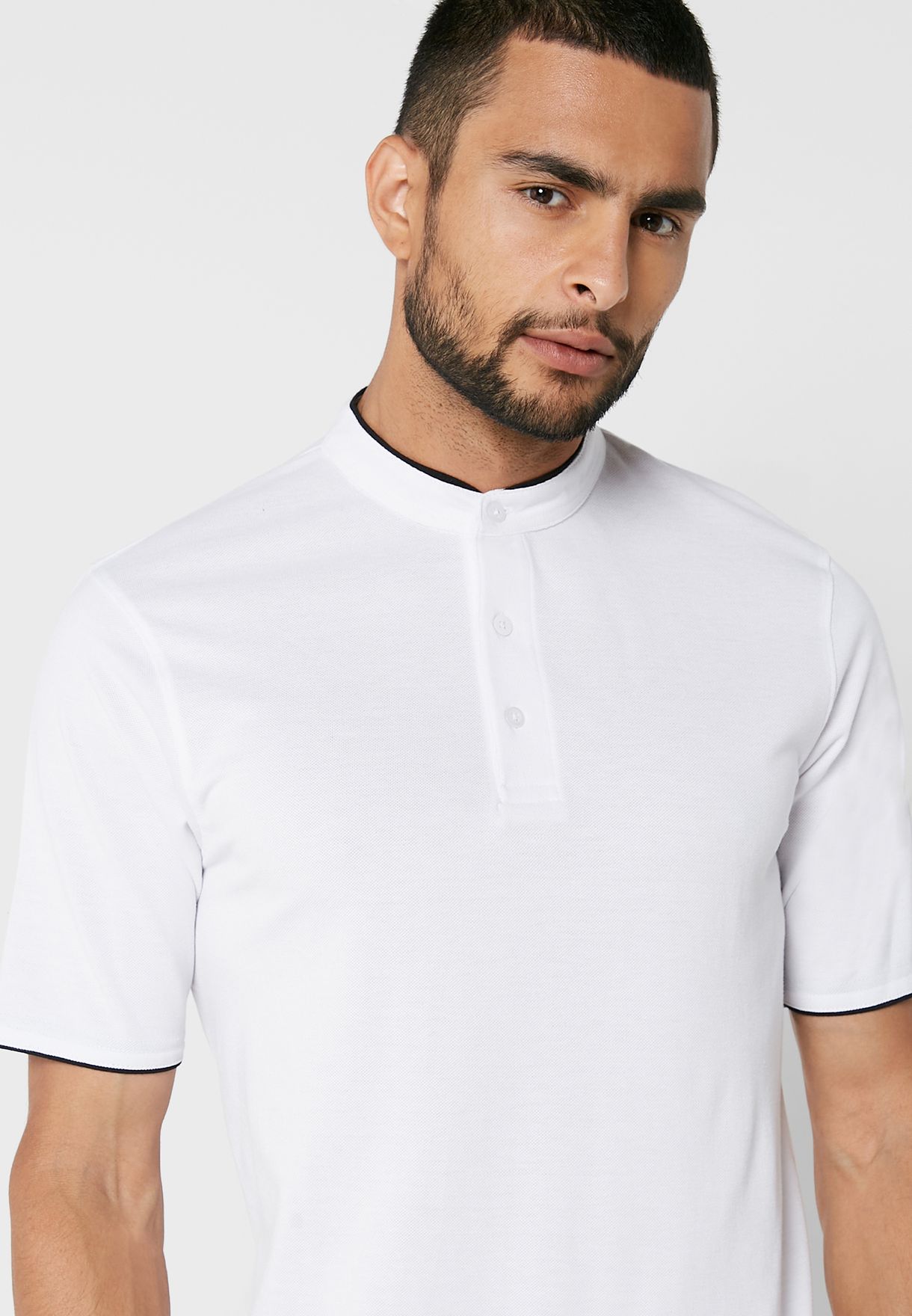 Buy Robert Wood white Mandarin Collar Polo Shirt for Men in Muscat, Salalah