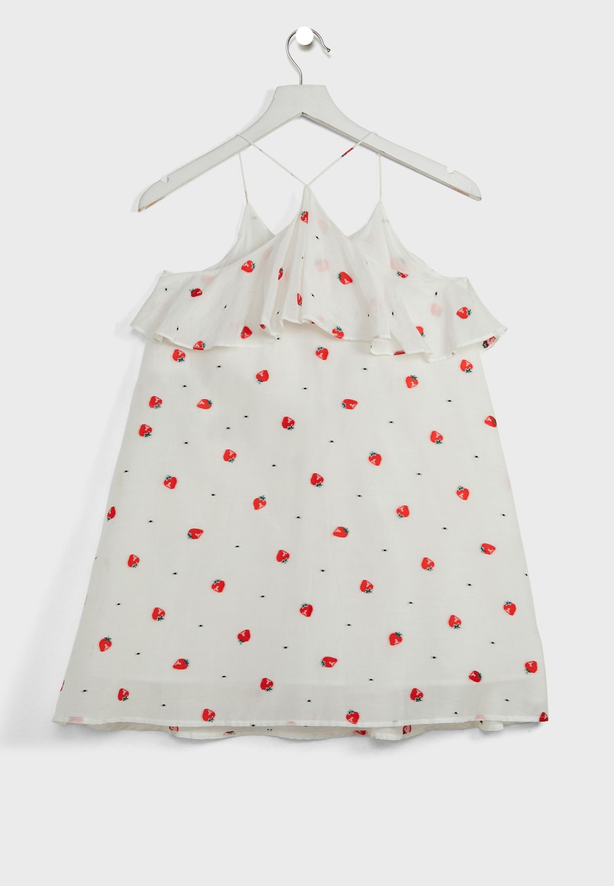 Kids Strawberry Print Ruffle Dress