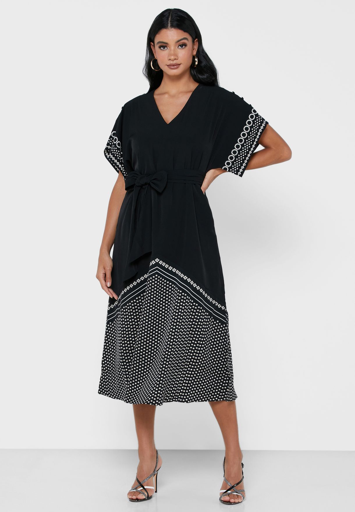 becci scarf print midi dress