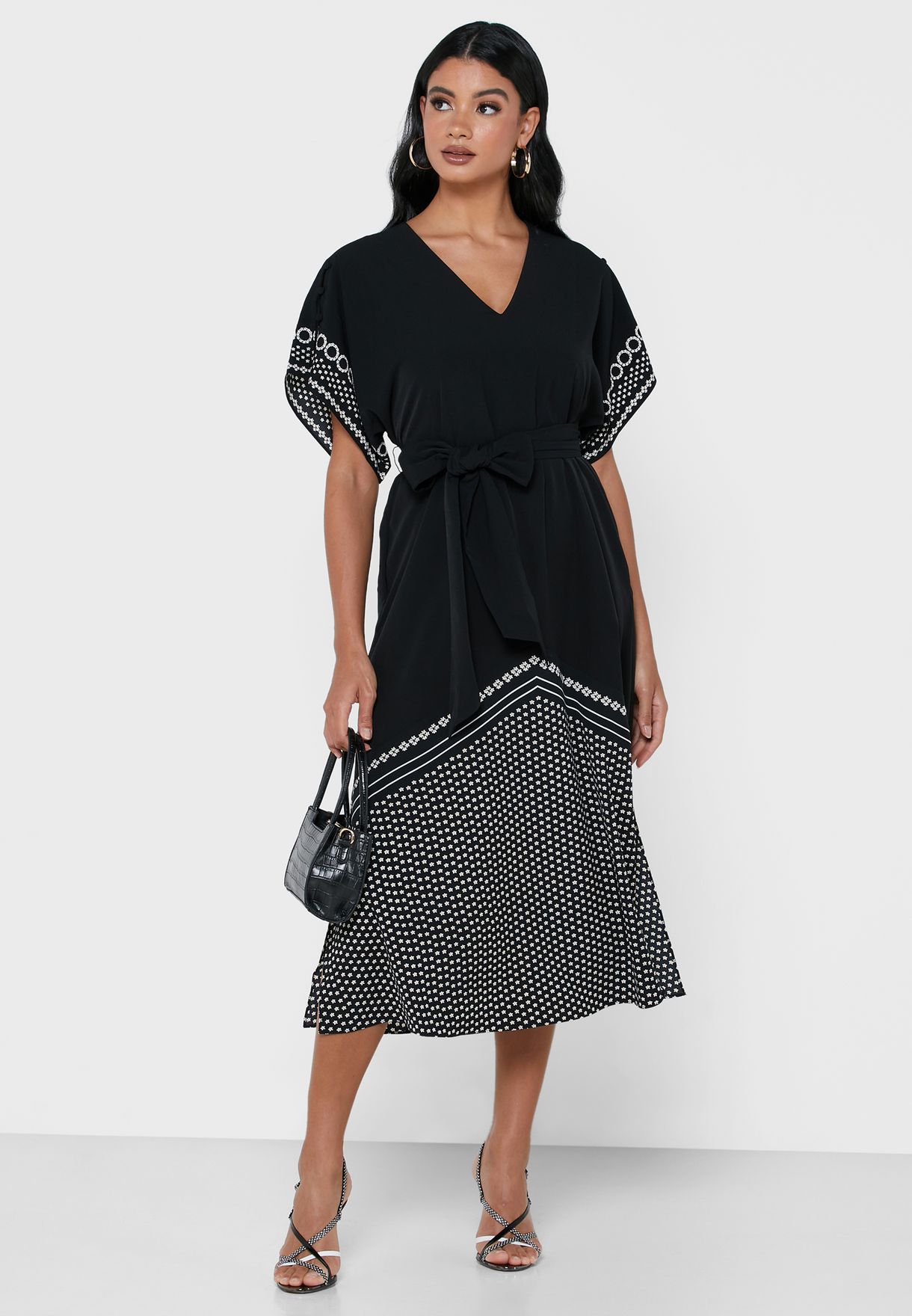 becci scarf print midi dress