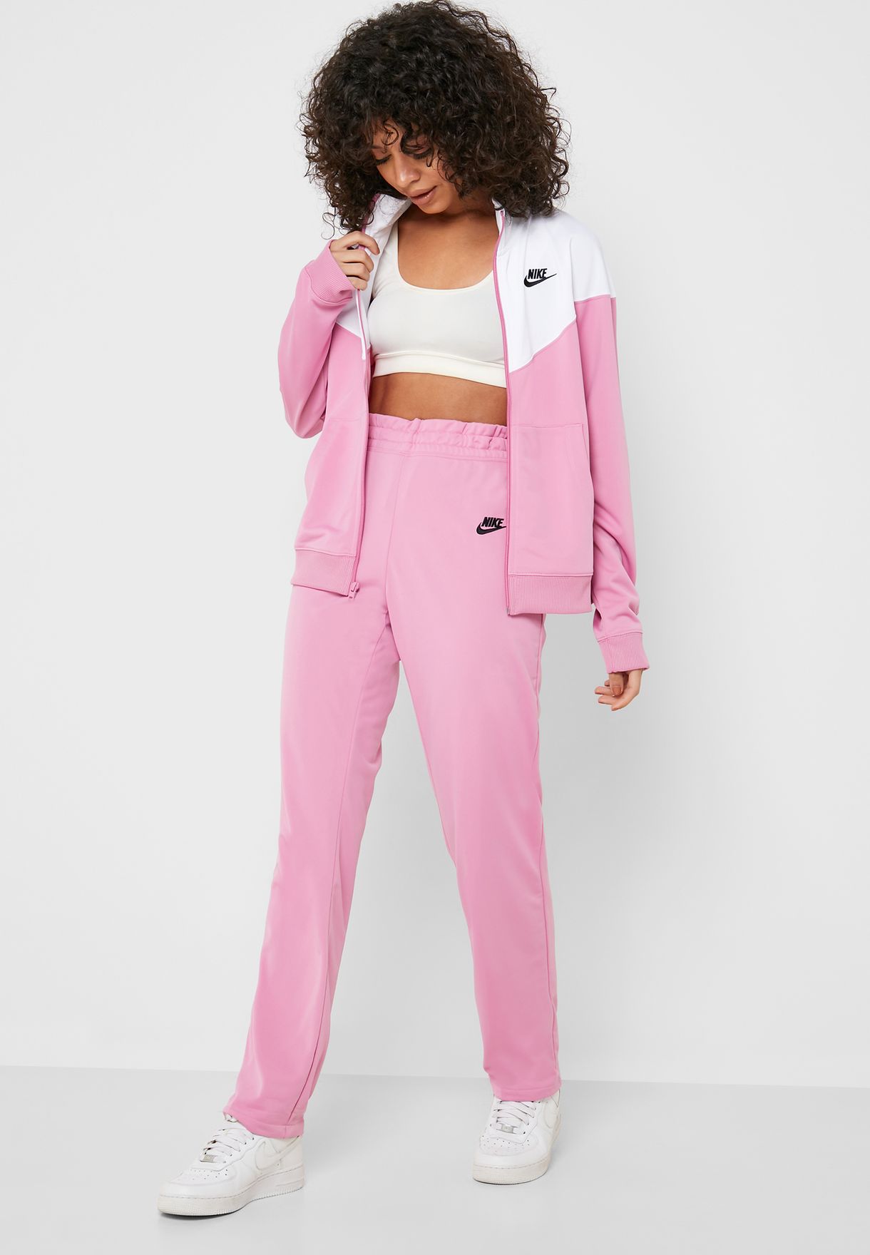 baby pink nike tracksuit womens