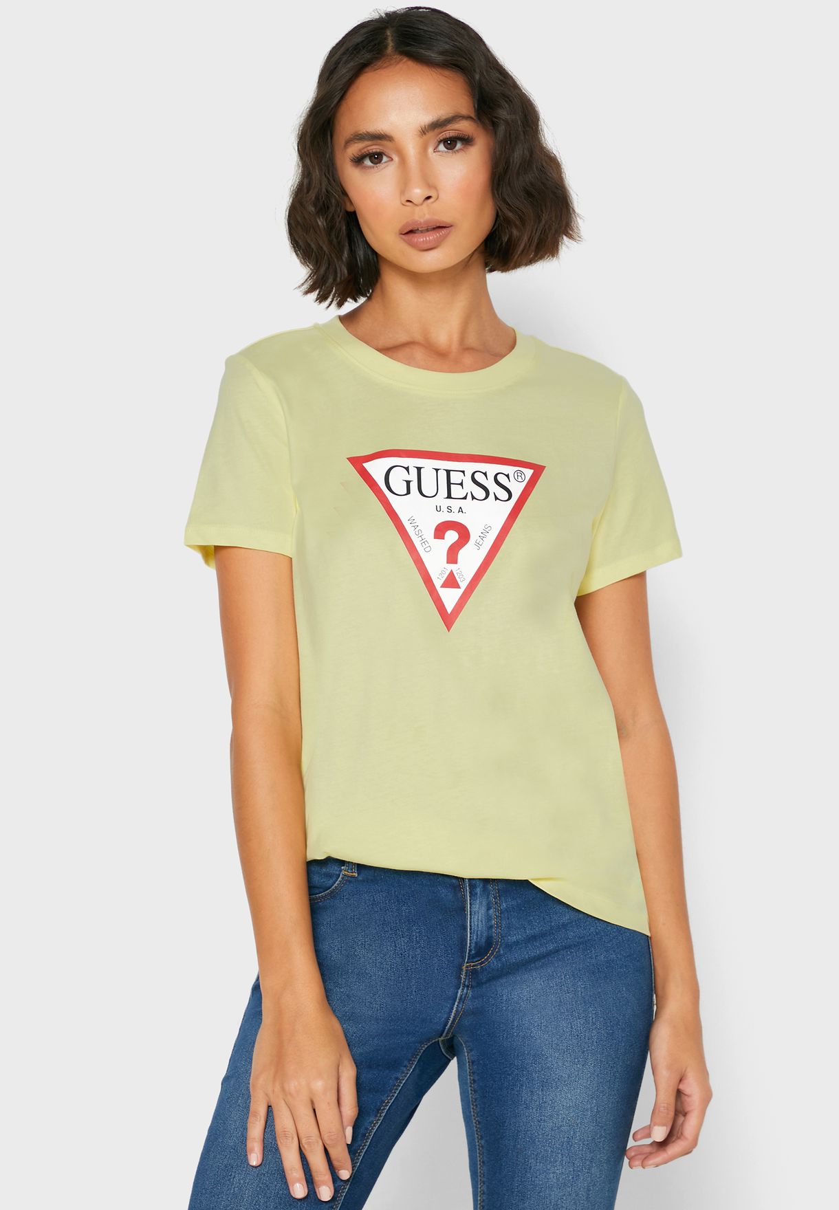 guess yellow t shirt