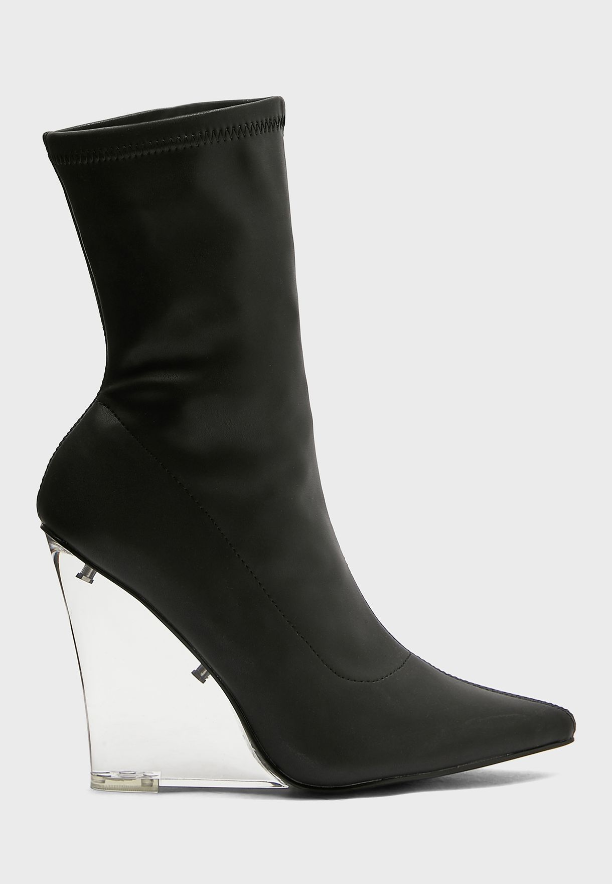 black wedge heel boots