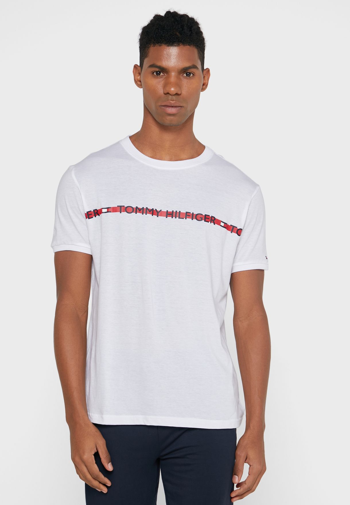 Logo Stripe Crew Neck T-Shirt