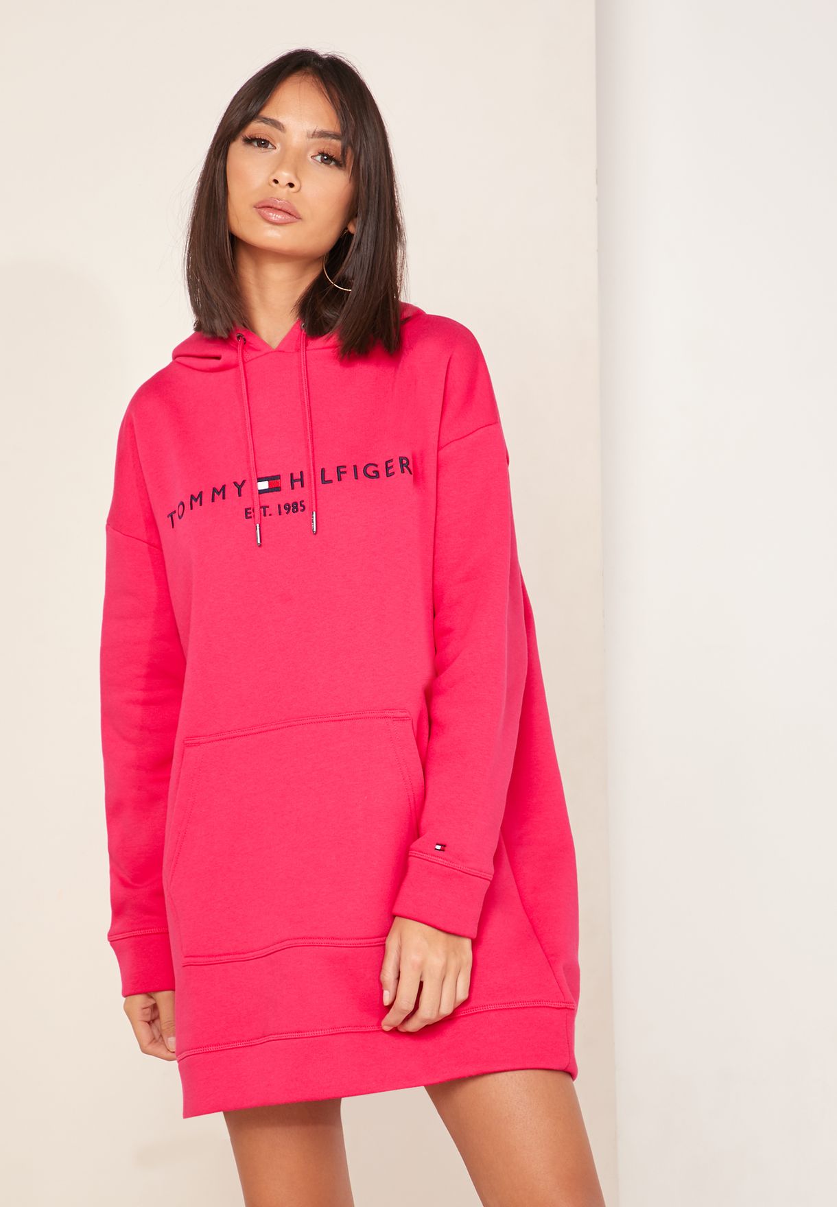 Tommy Hilfiger pink Logo Hooded Dress 