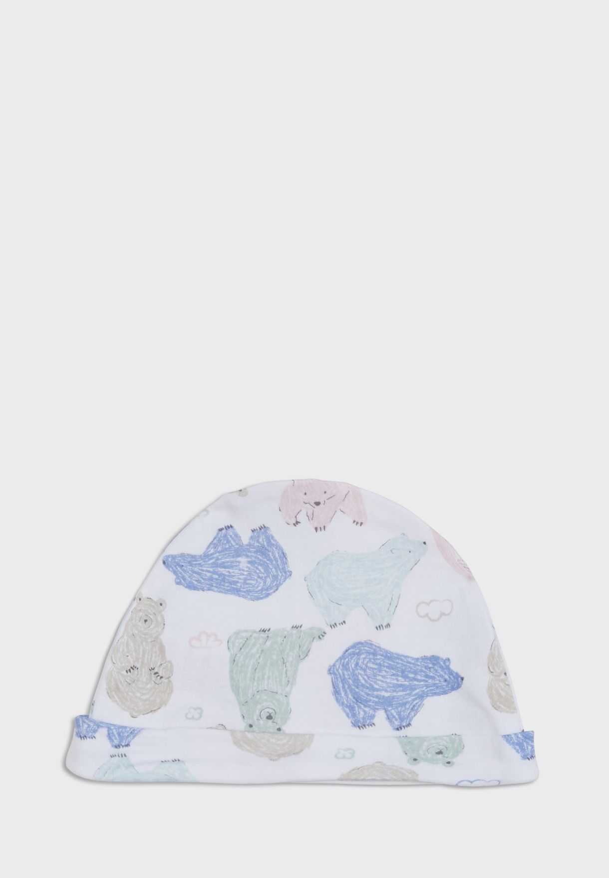 Infant Bear Print Sleepsuit + Body Hat And Bib Set