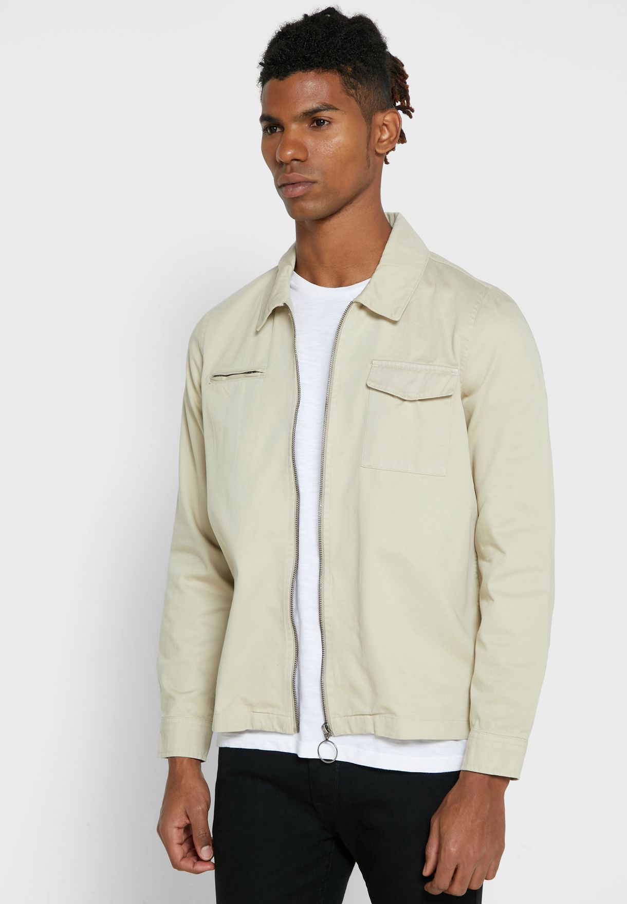 Buy Seventy five beige Overshirt Jacket for Men in Doha, other cities