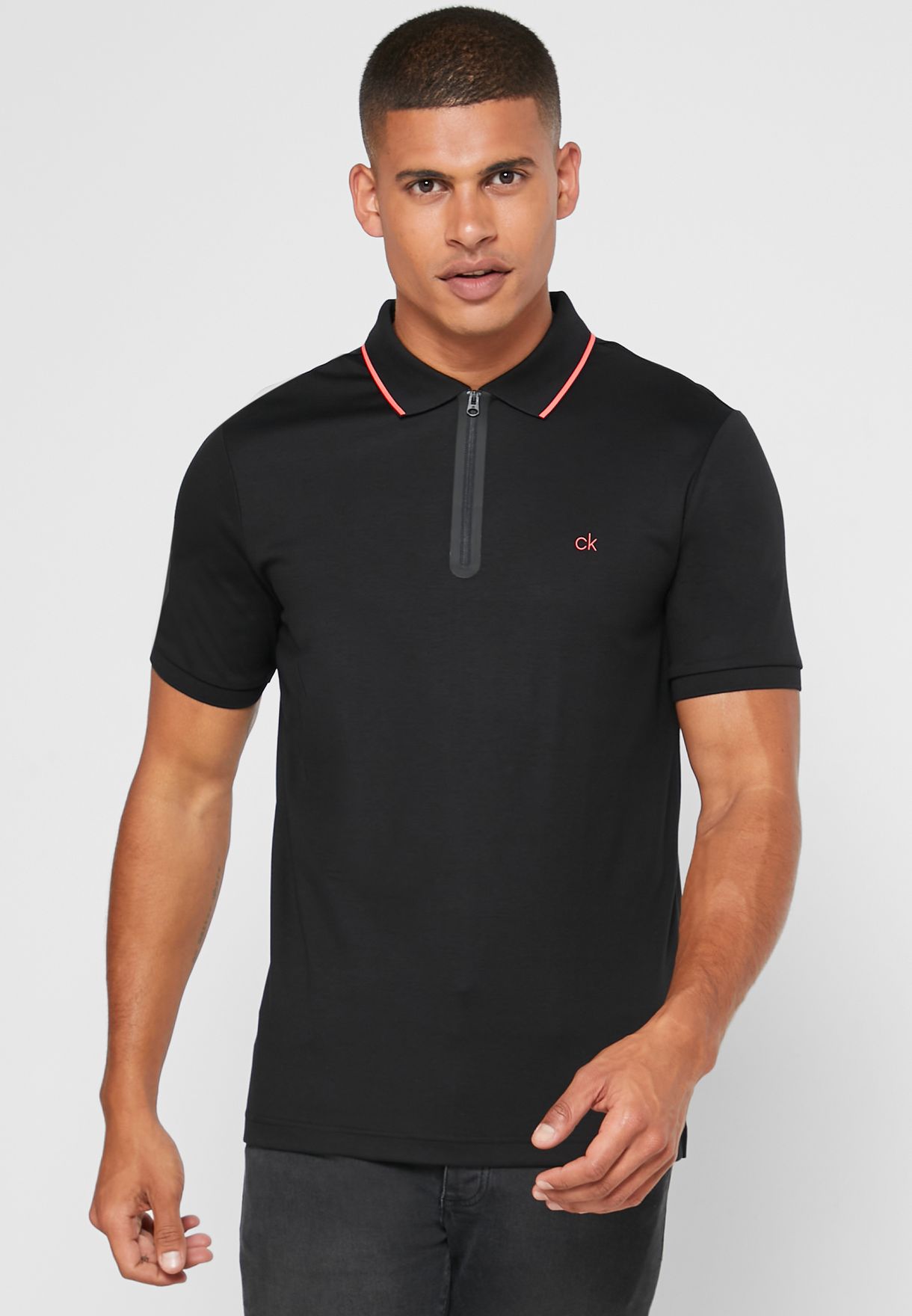 Buy Calvin Klein black Liquid Touch Zipper T-Shirt for Men in Muscat,  Salalah