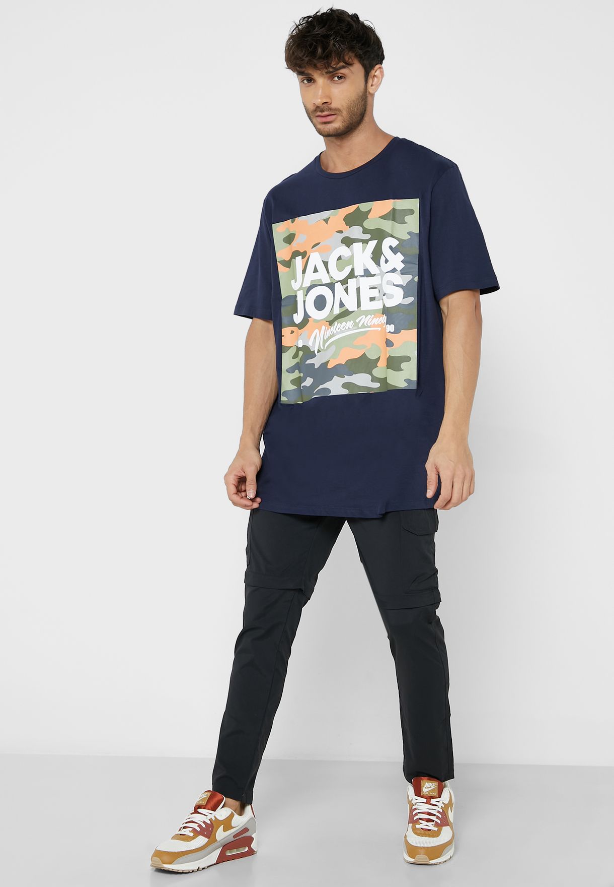 Buy Jack Jones navy Slogan Crew Neck T-Shirt for Men in Riyadh, Jeddah