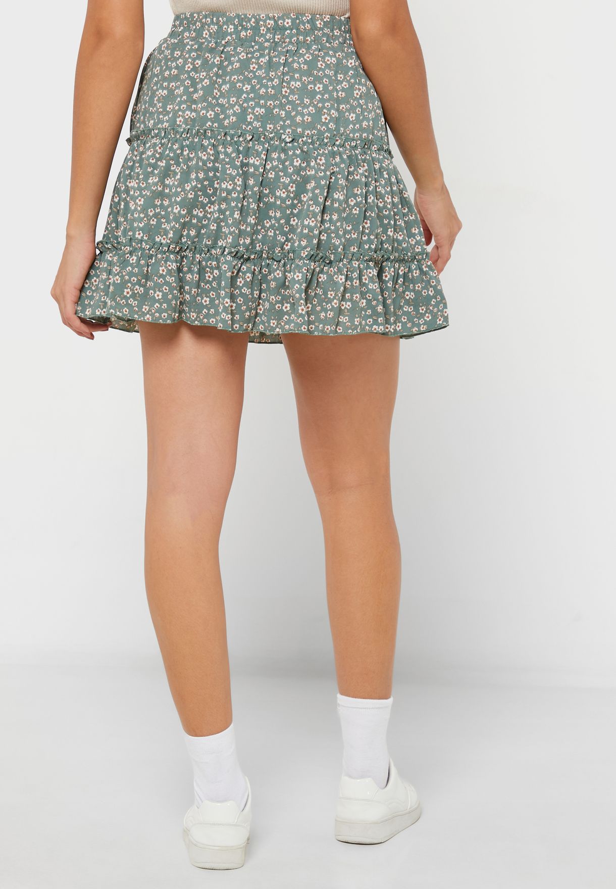 Tiered Printed Mini Skirt