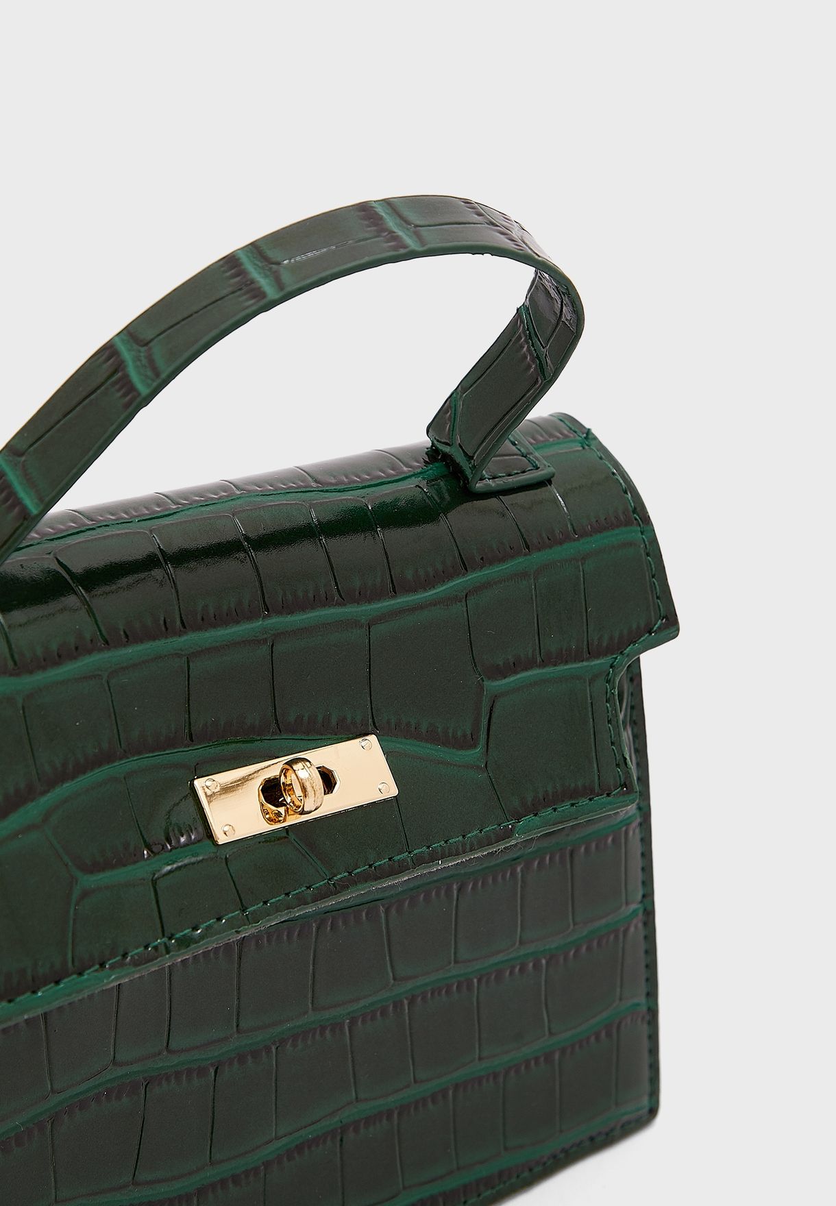 Textured Patent Satchel Handbag 