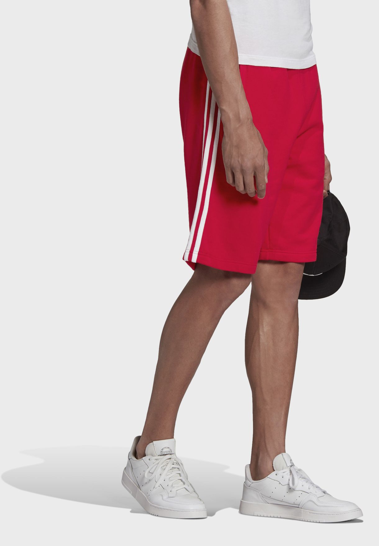 adidas originals adicolor three stripe shorts in red