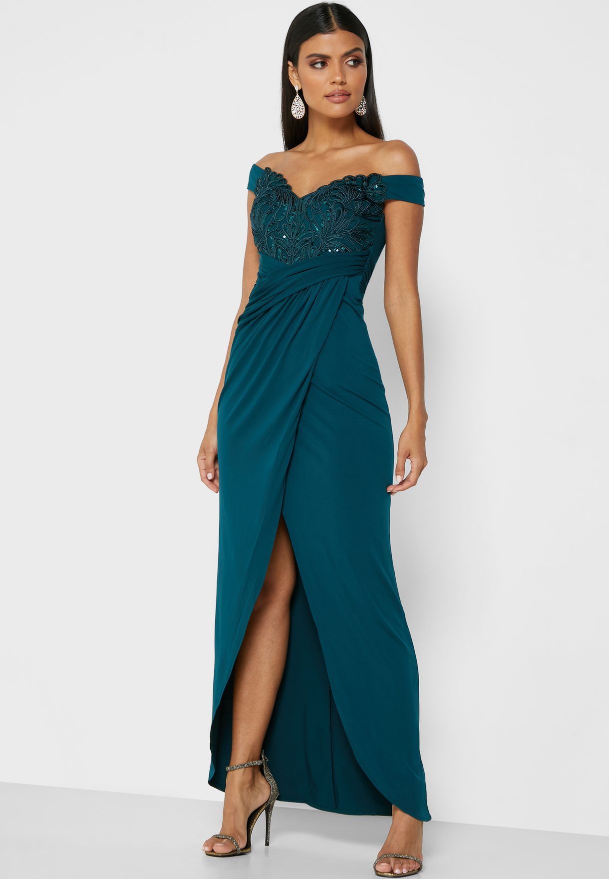 Buy Lipsy green Pleated Wrap Dress for ...