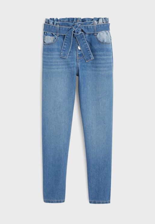 Youth Mid Wash High Waist Jeans