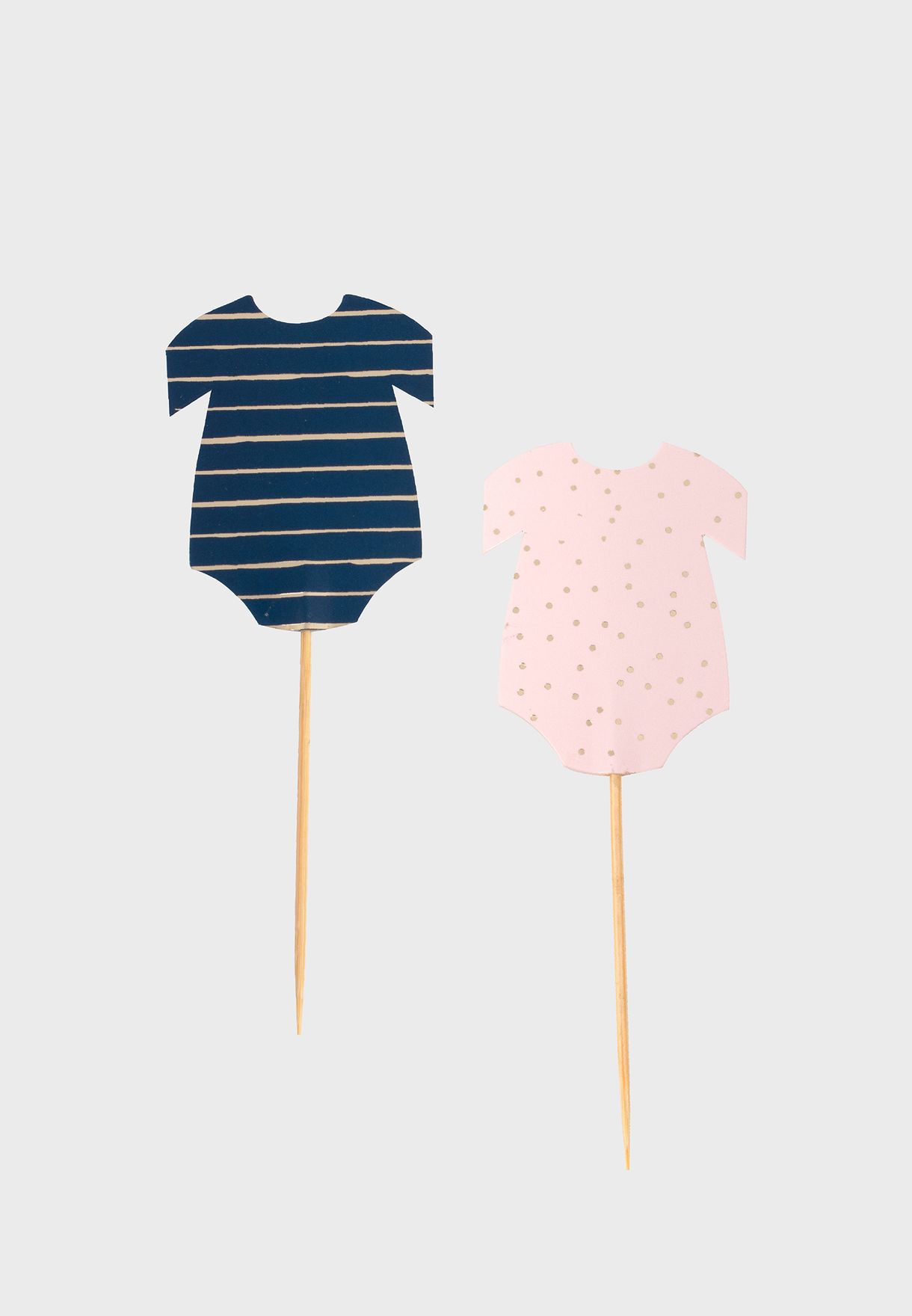 Gold Foiled Pink & Navy Babygrow Cupcake Toppers