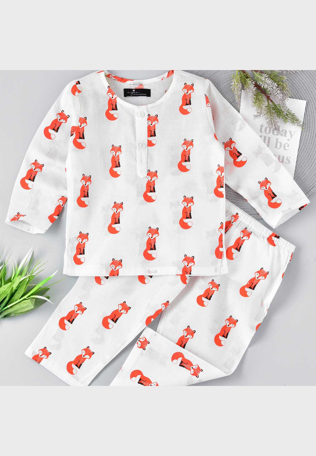 Kids Fox Print Pyjama Set