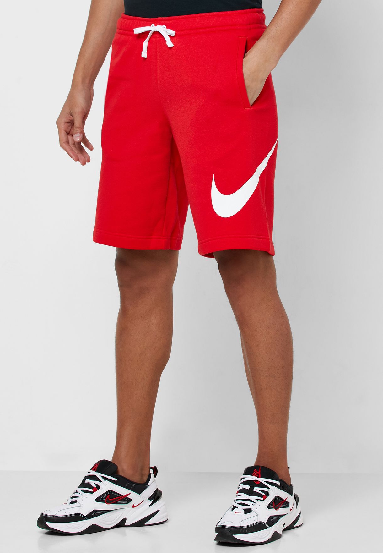 red nike club shorts