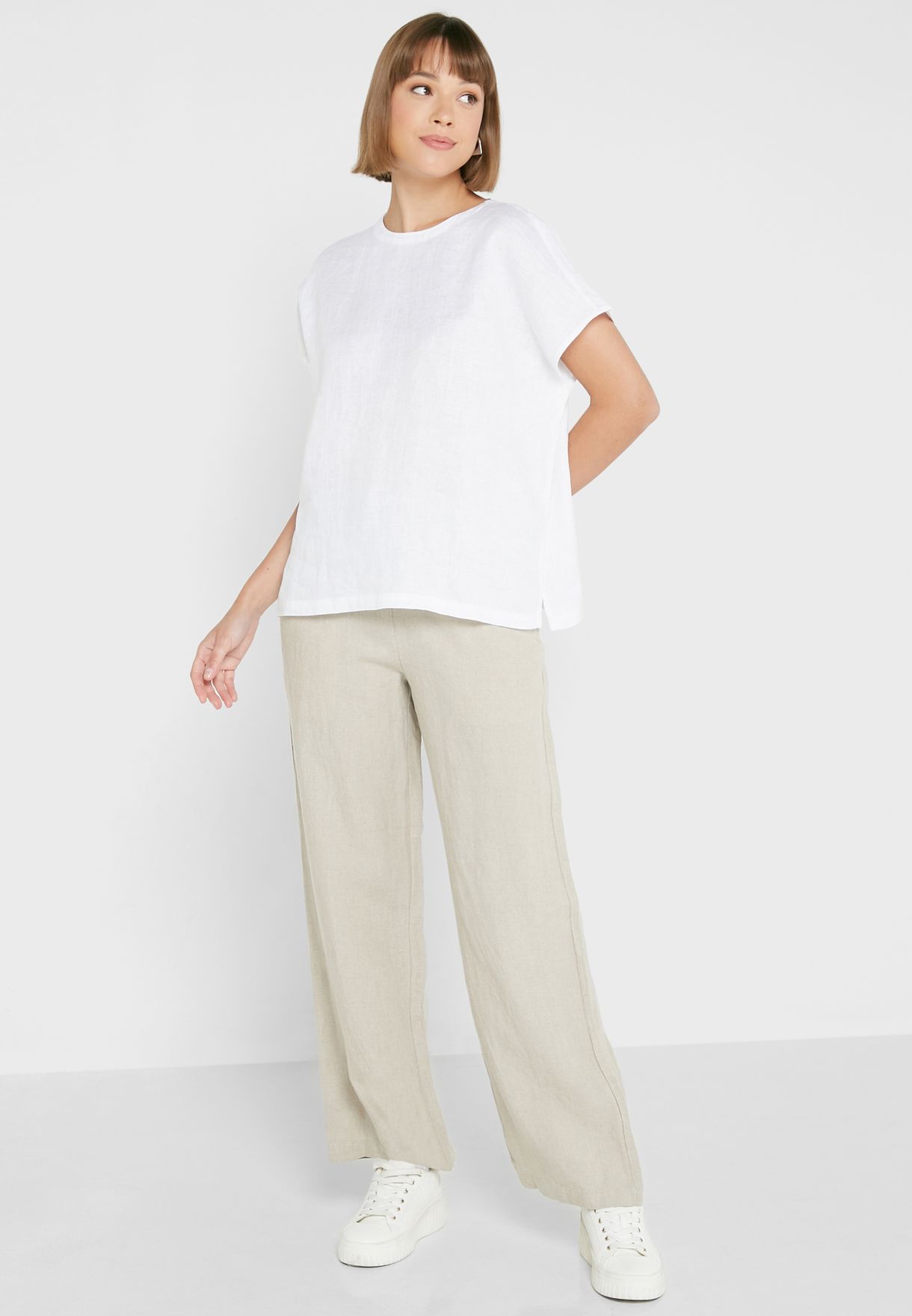 Buy Muji white High Waist Pants for Women in Dubai, Abu Dhabi