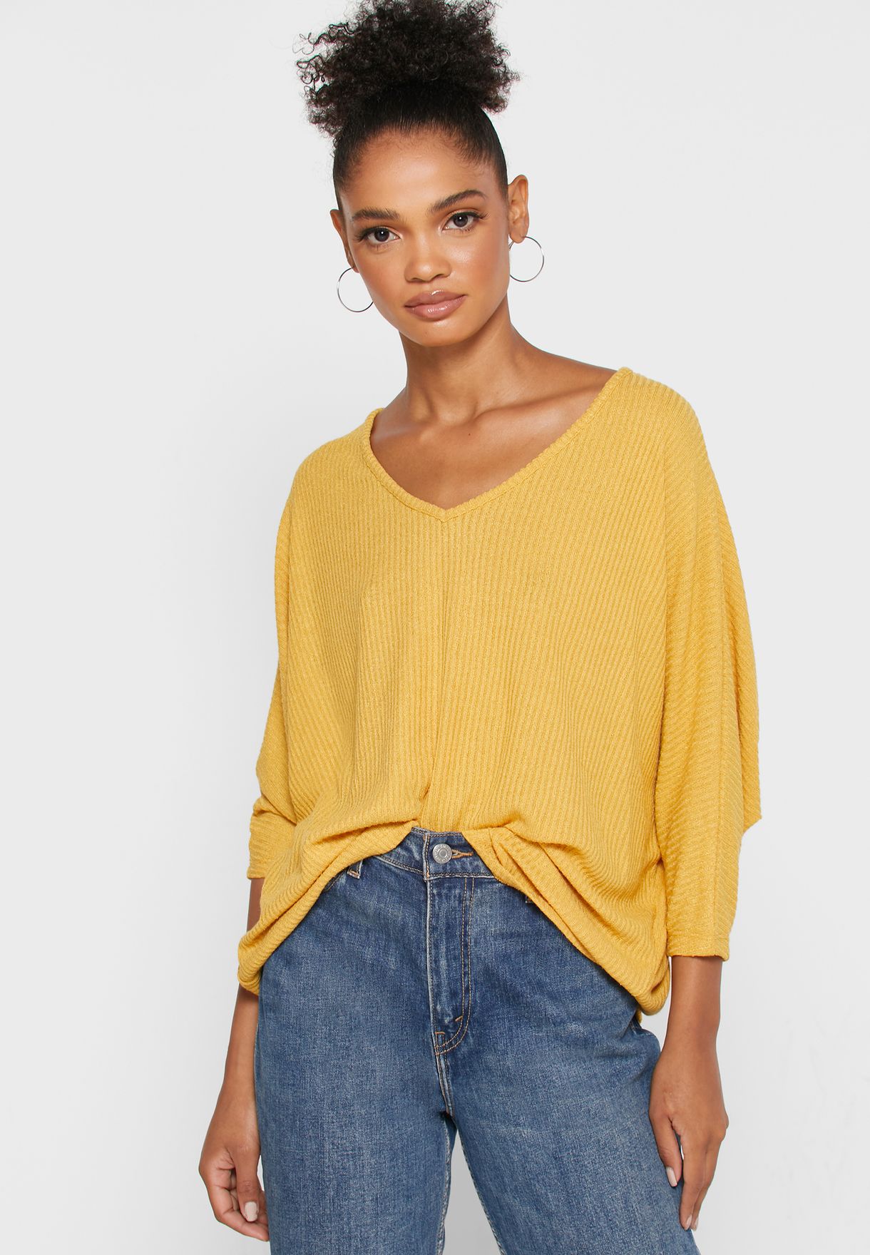 yellow batwing top