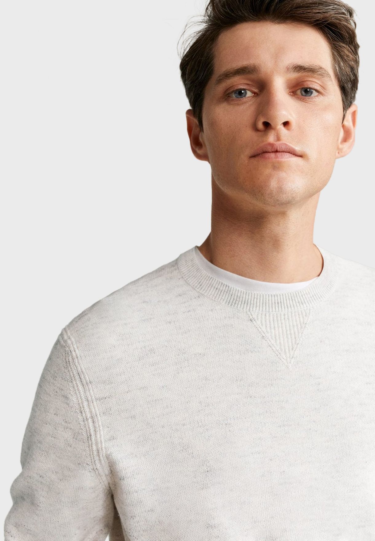 Buy Mango Man beige Essential Crew Neck Sweater for Men in Dubai, Abu Dhabi