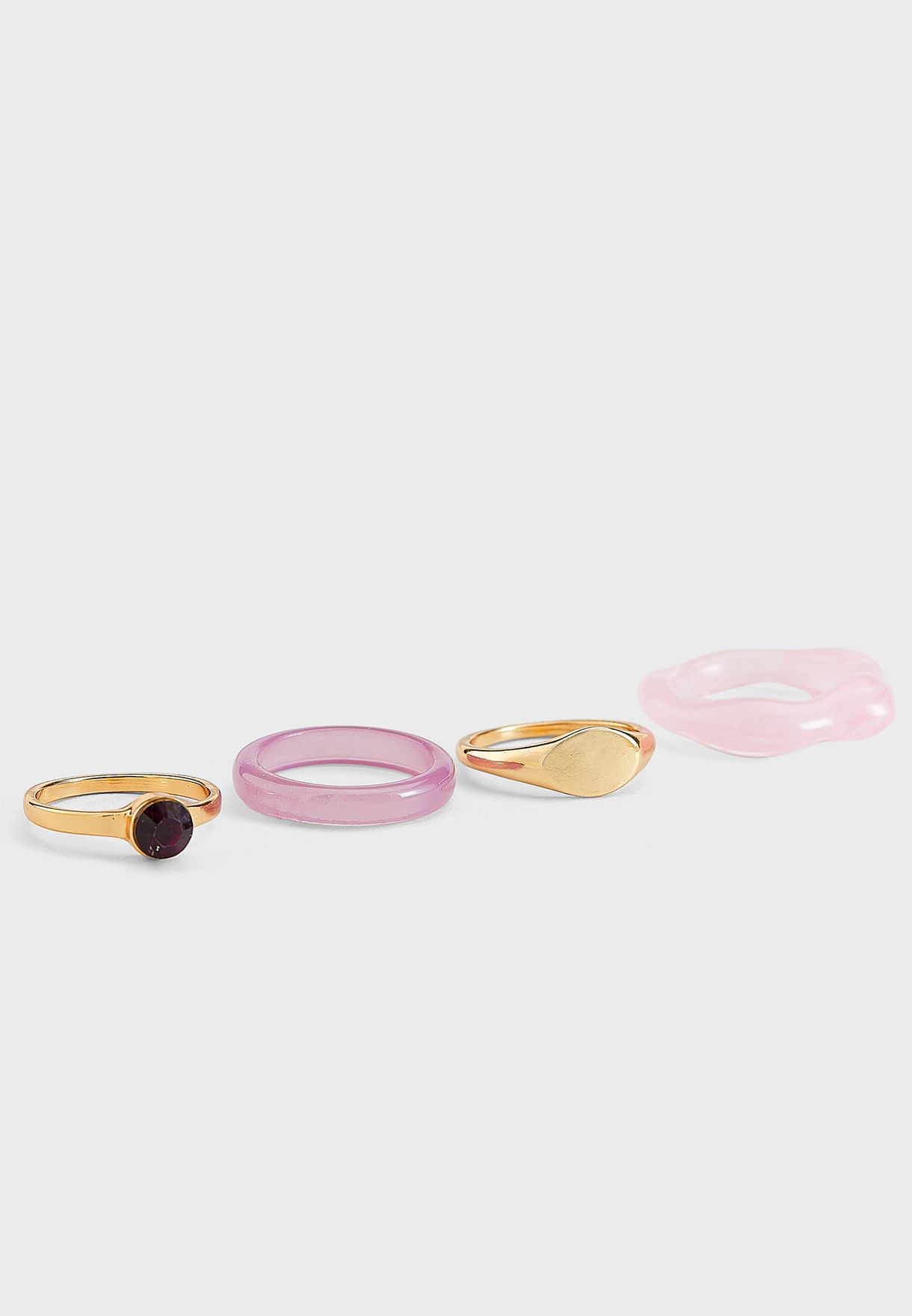 4 Pack Metal And Plastic Mixed Rings