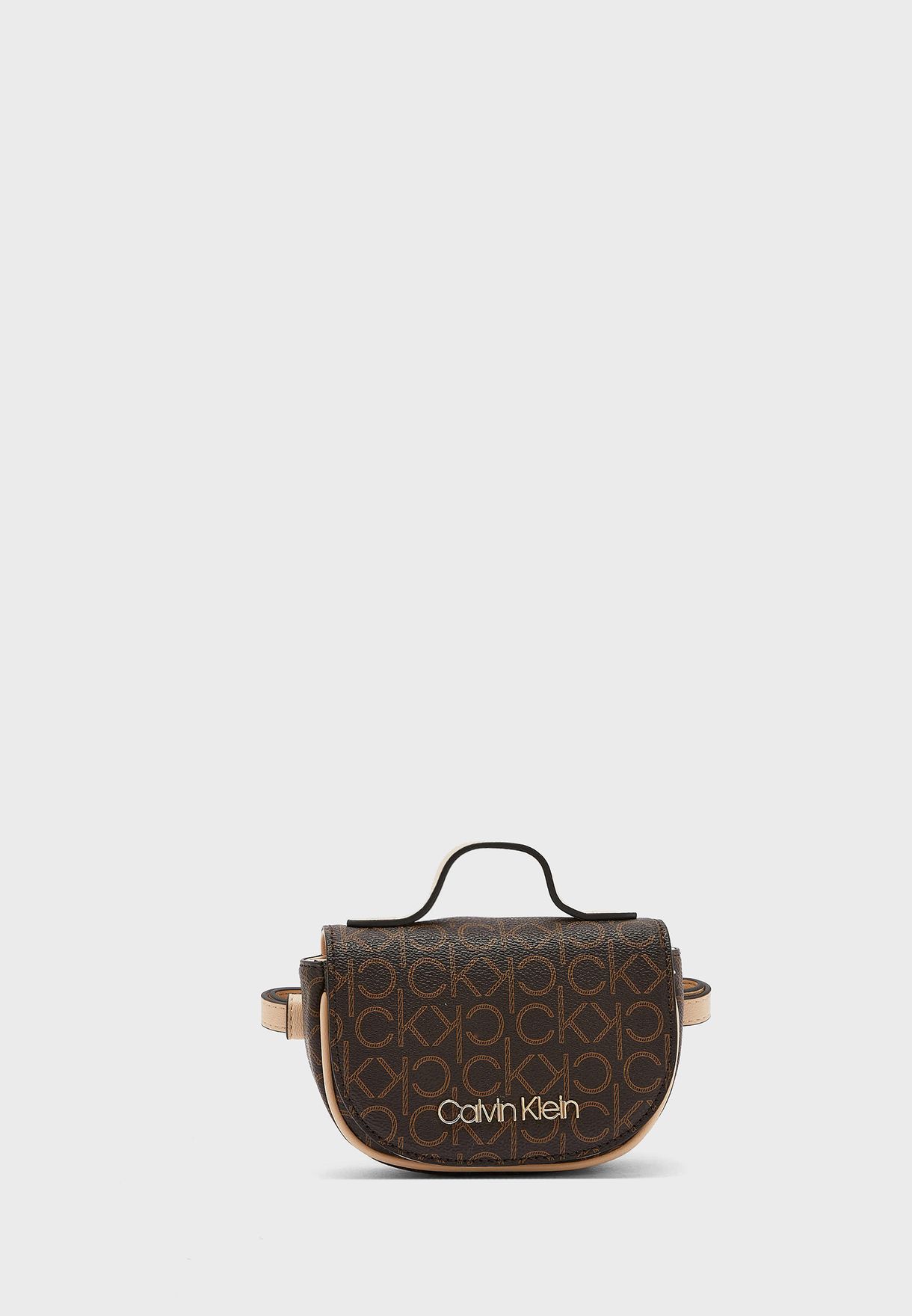 calvin klein logo printed flap over crossbody