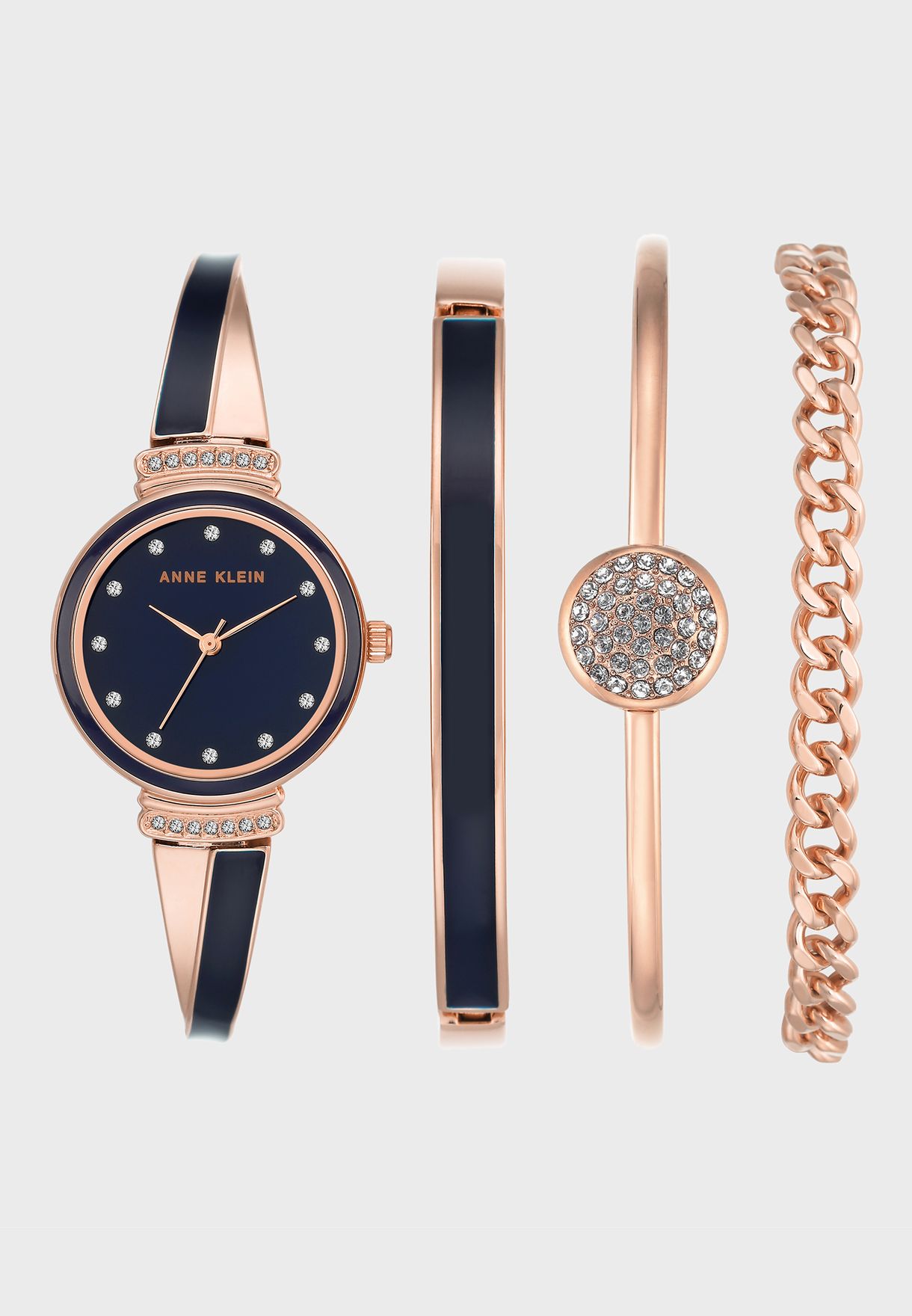 Buy Anne Klein blue Oval Steel Strap Analog Watch+4 Bracelet Set for Women  in Riyadh, Jeddah